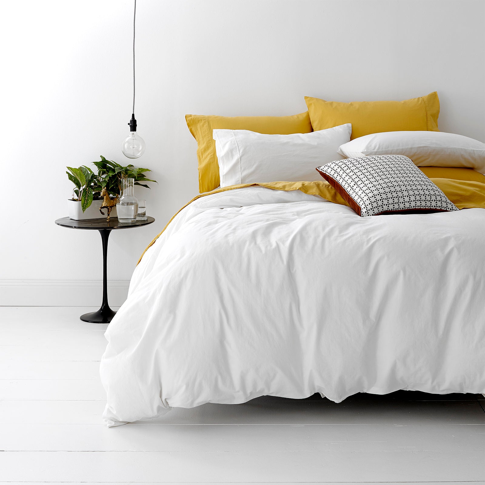 Park Avenue European Vintage Washed Cotton Quilt Cover Set Super King White