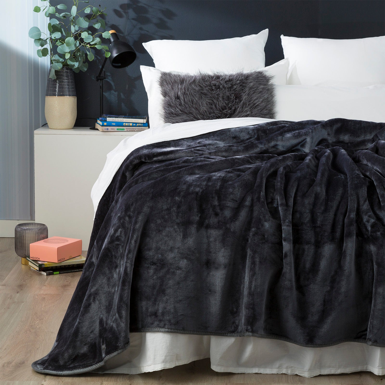 Renee Taylor heavy weight Acrylic Mink blanket Charcoal 220 x 240 cms