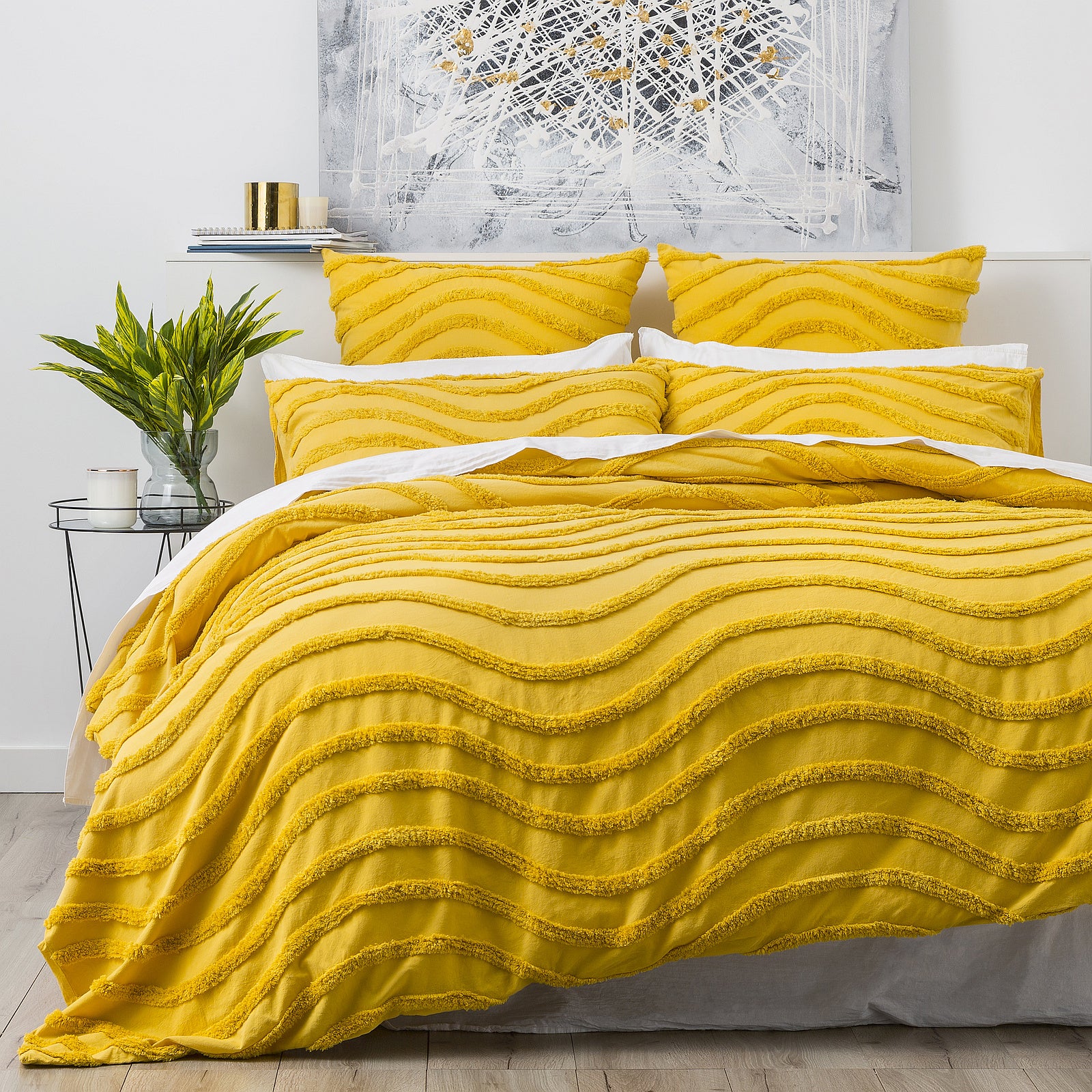 Cloud Linen Wave 100% Cotton Chenille Vintage washed tufted Quilt cover Set