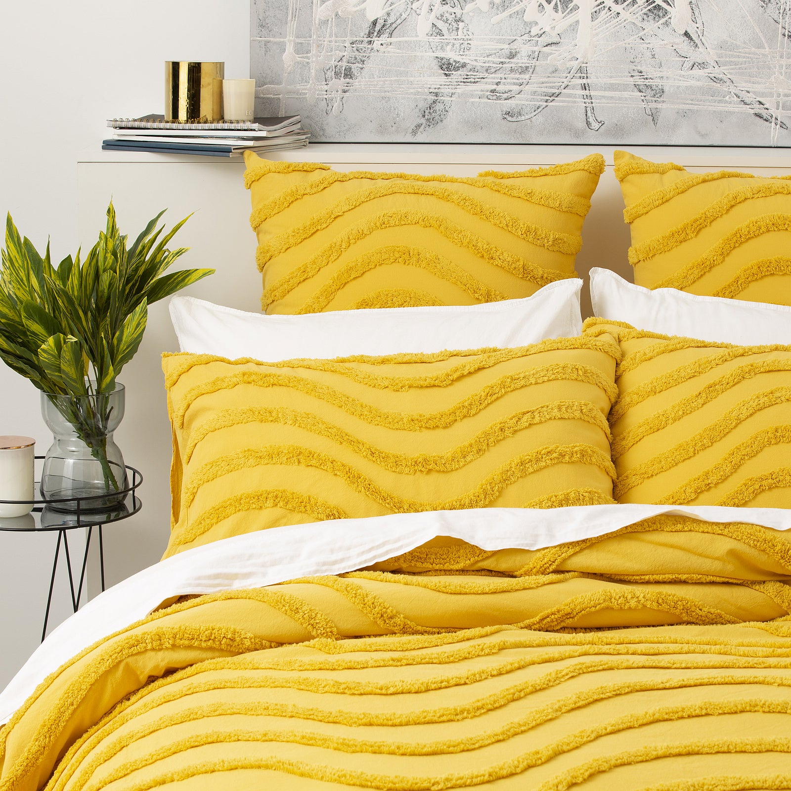 Cloud Linen Wave 100% Cotton Chenille Vintage washed tufted Quilt cover Set