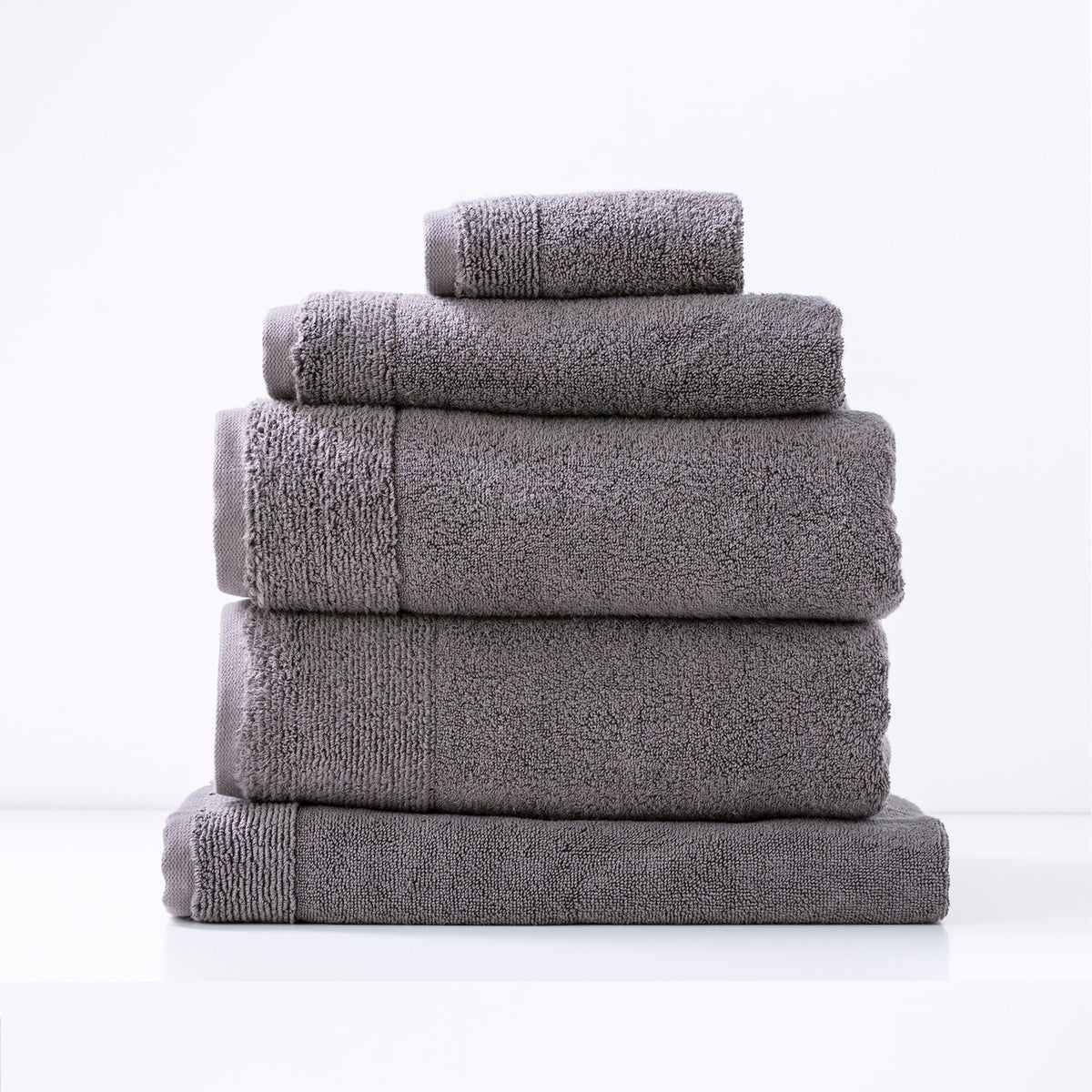 Renee Taylor Aireys 650 GSM Zero Twist Cotton Towels – Choose Pack & Colour – 5 Piece, Nickel