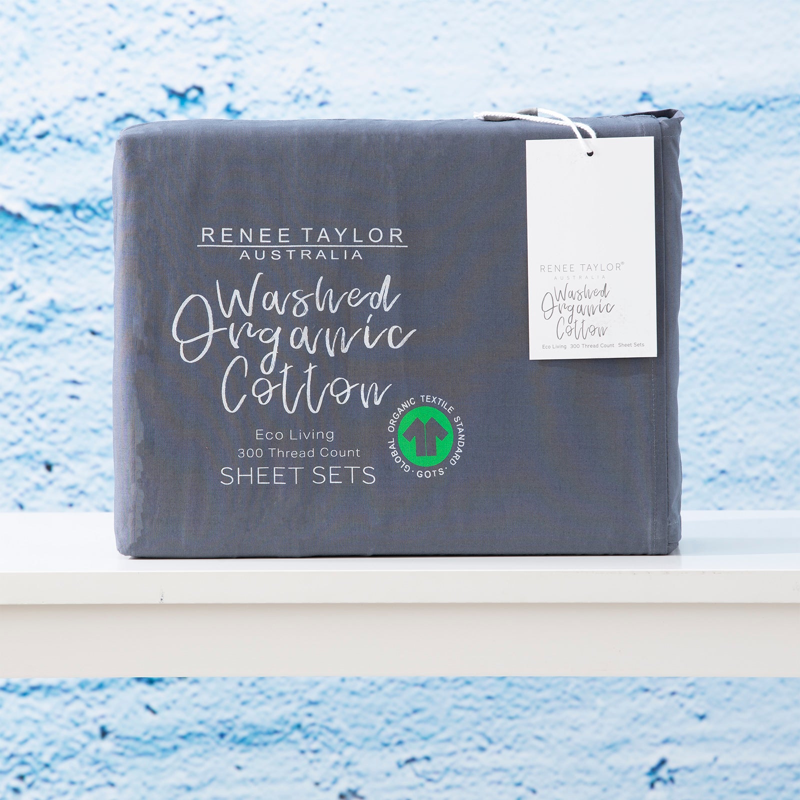 Renee Taylor 300 Thread Count 100 % Organic Cotton Sheet sets Queen Turbulence