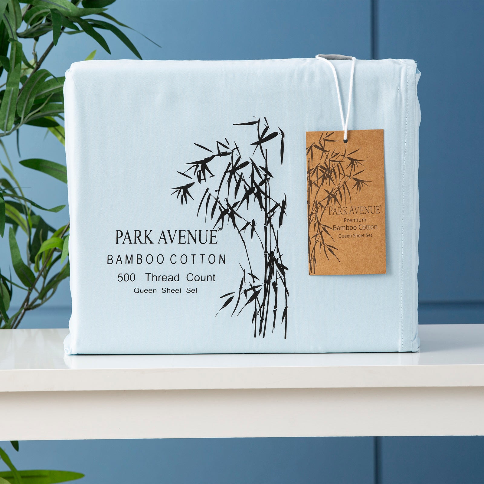 Park Avenue 500 TC Bamboo Cotton sheet set Long Single Mid Blue