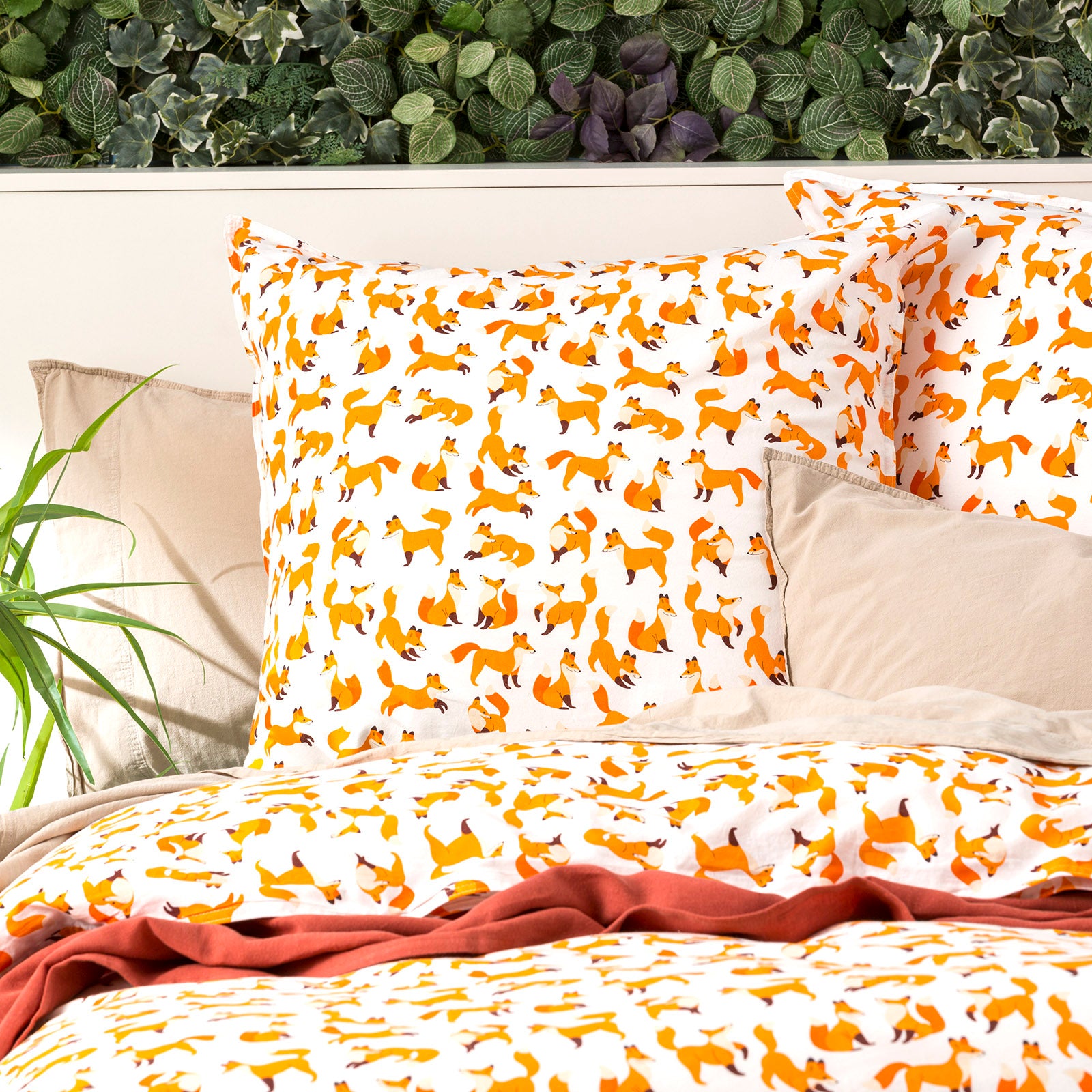 Renee Taylor European Vintage Washed Printed Cotton Quilt cover set King Fox