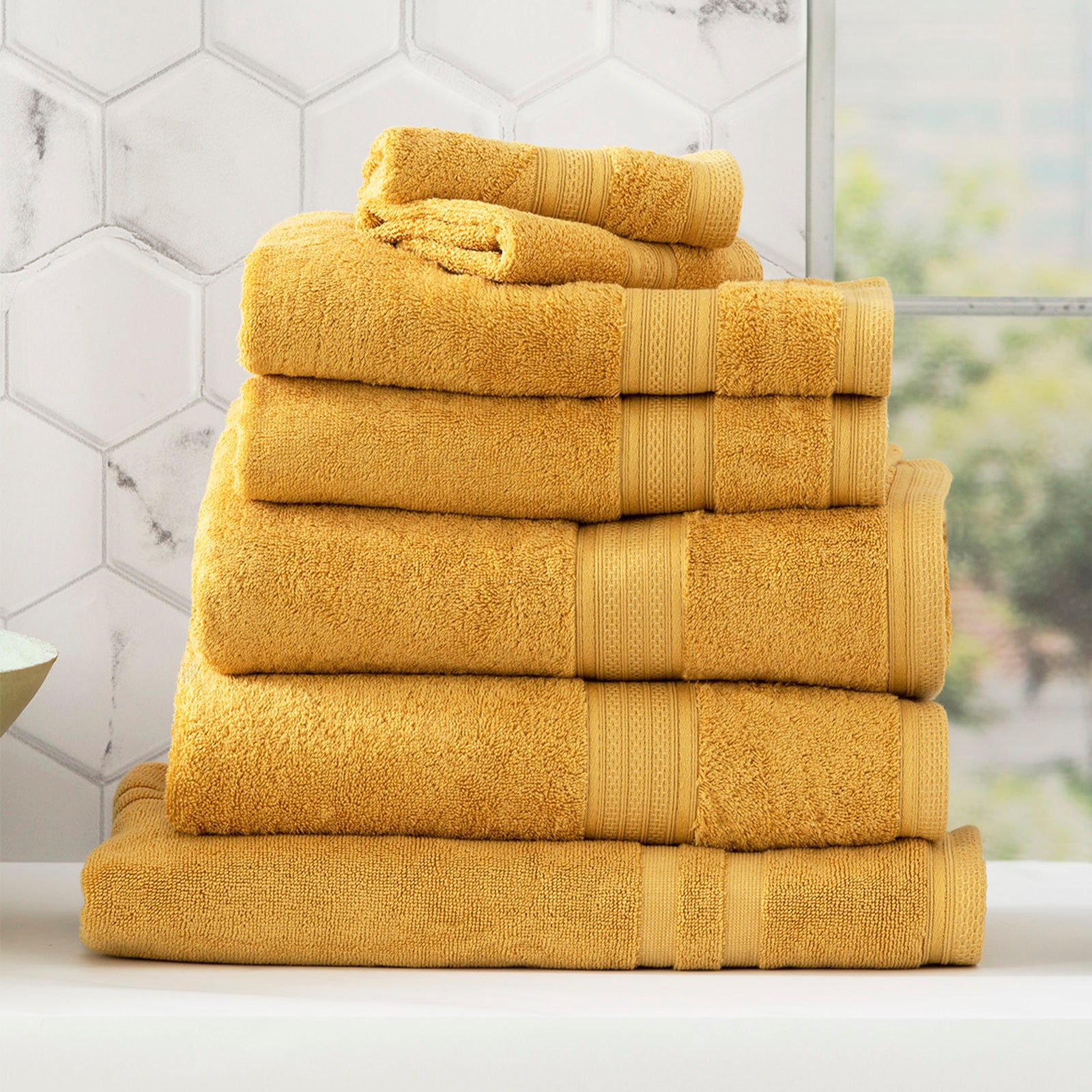 Renee Taylor Stella 650 GSM Super Soft Bamboo Cotton 2 Pack Bath Sheet Mustard