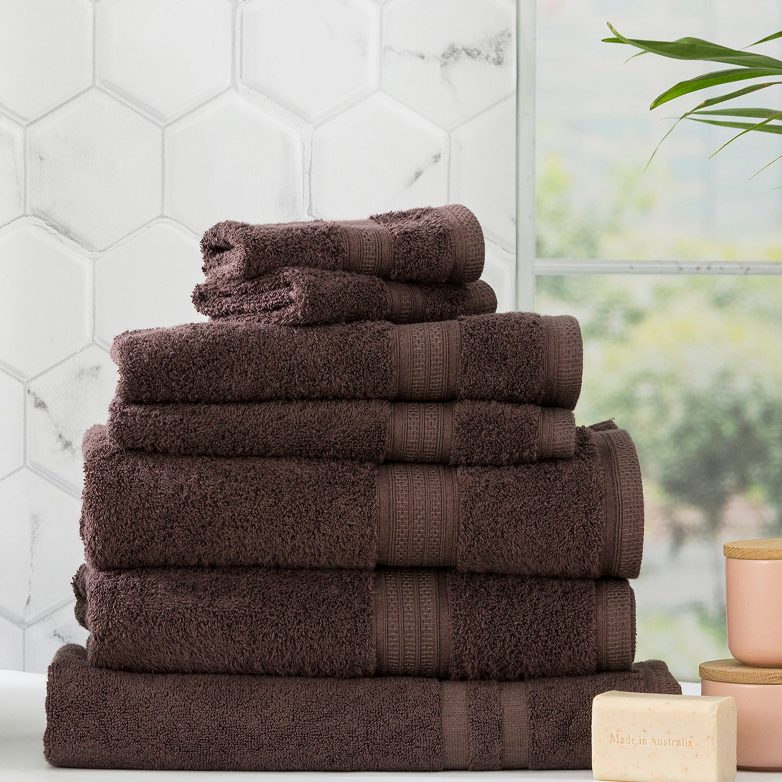 Renee Taylor Stella 650 GSM Super Soft Bamboo Cotton 5 Piece Cocoa