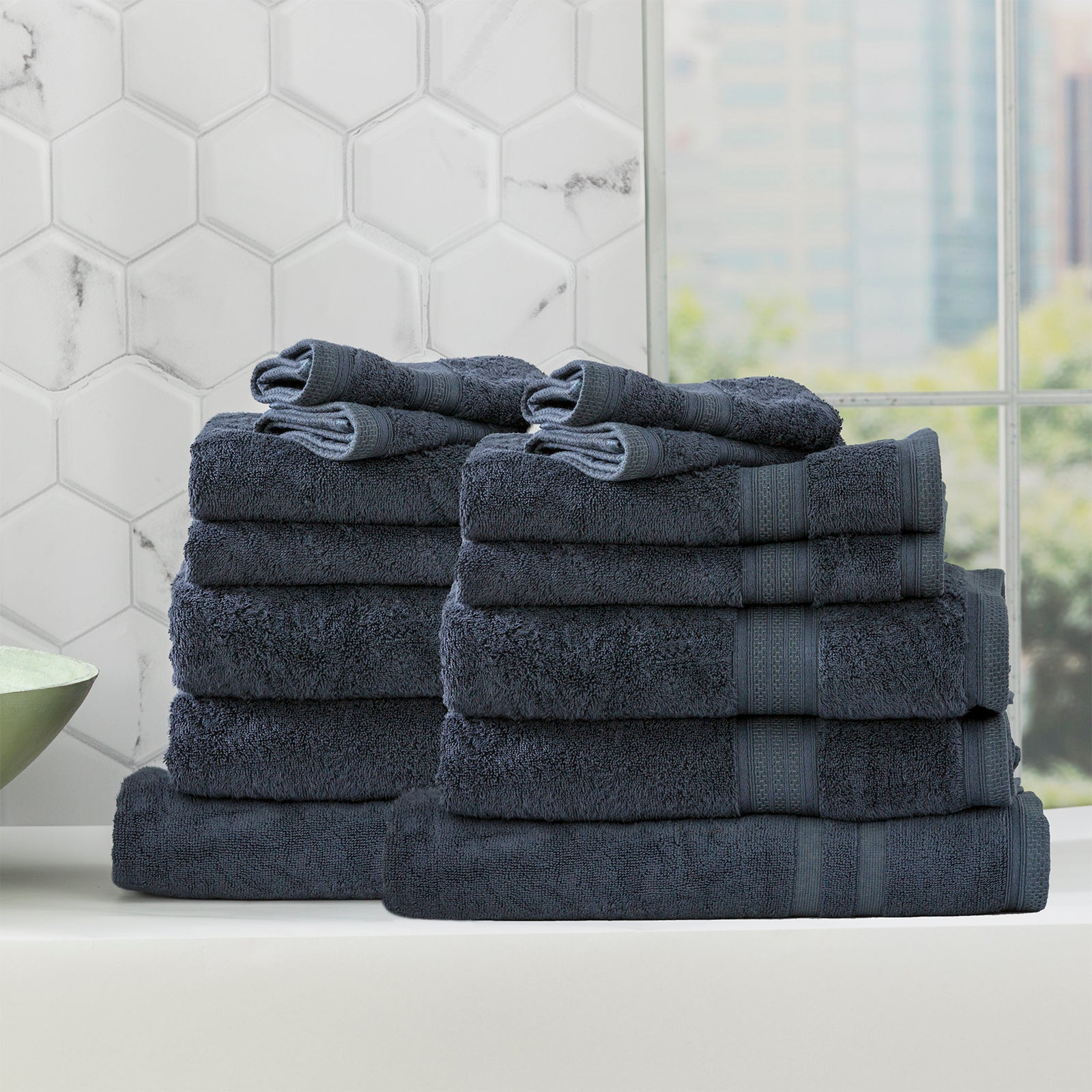 Renee Taylor Stella 650 GSM Super Soft Bamboo Cotton 7 Piece Indigo