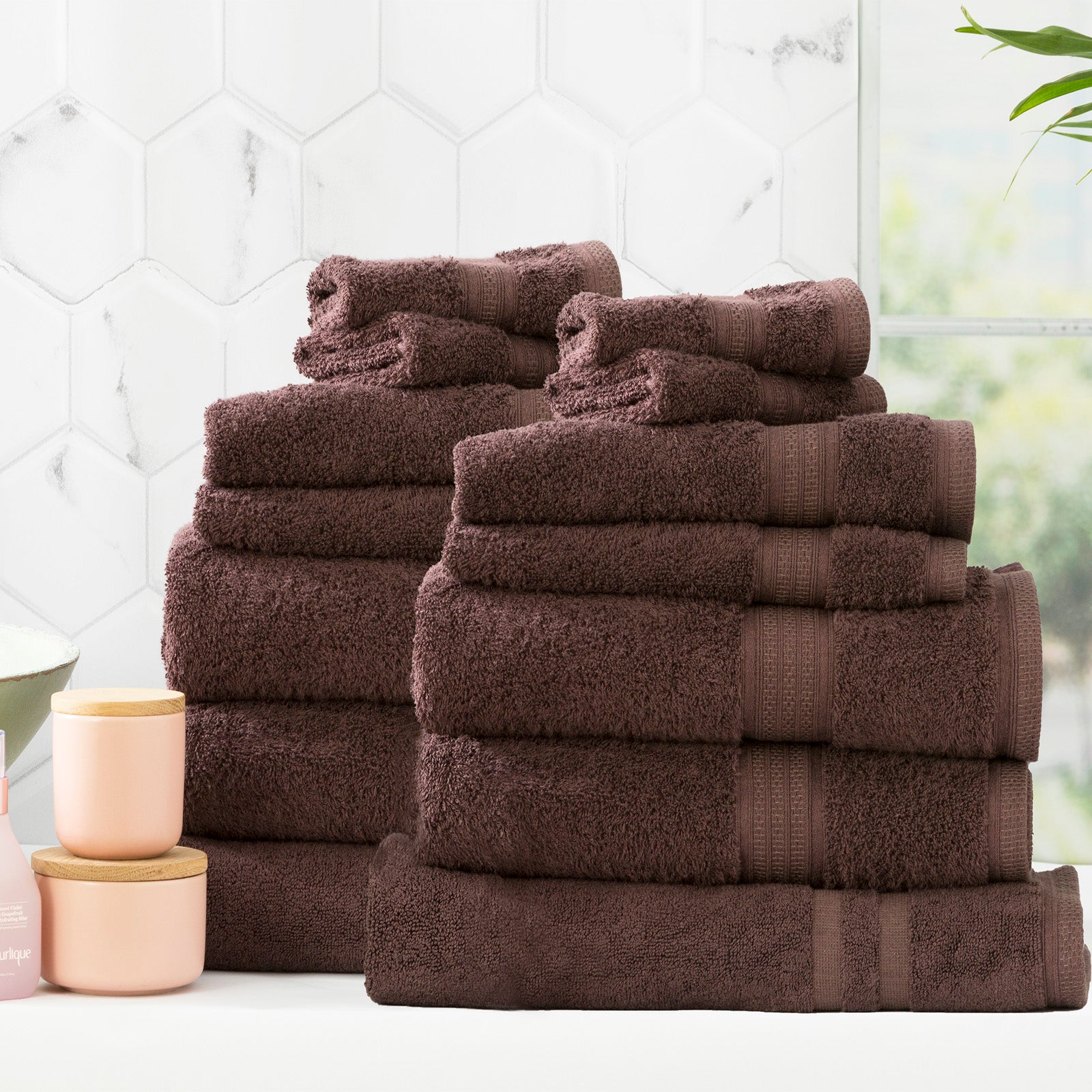 Renee Taylor Stella 650 GSM Super Soft Bamboo Cotton 4 Pack Bath Sheet Cocoa
