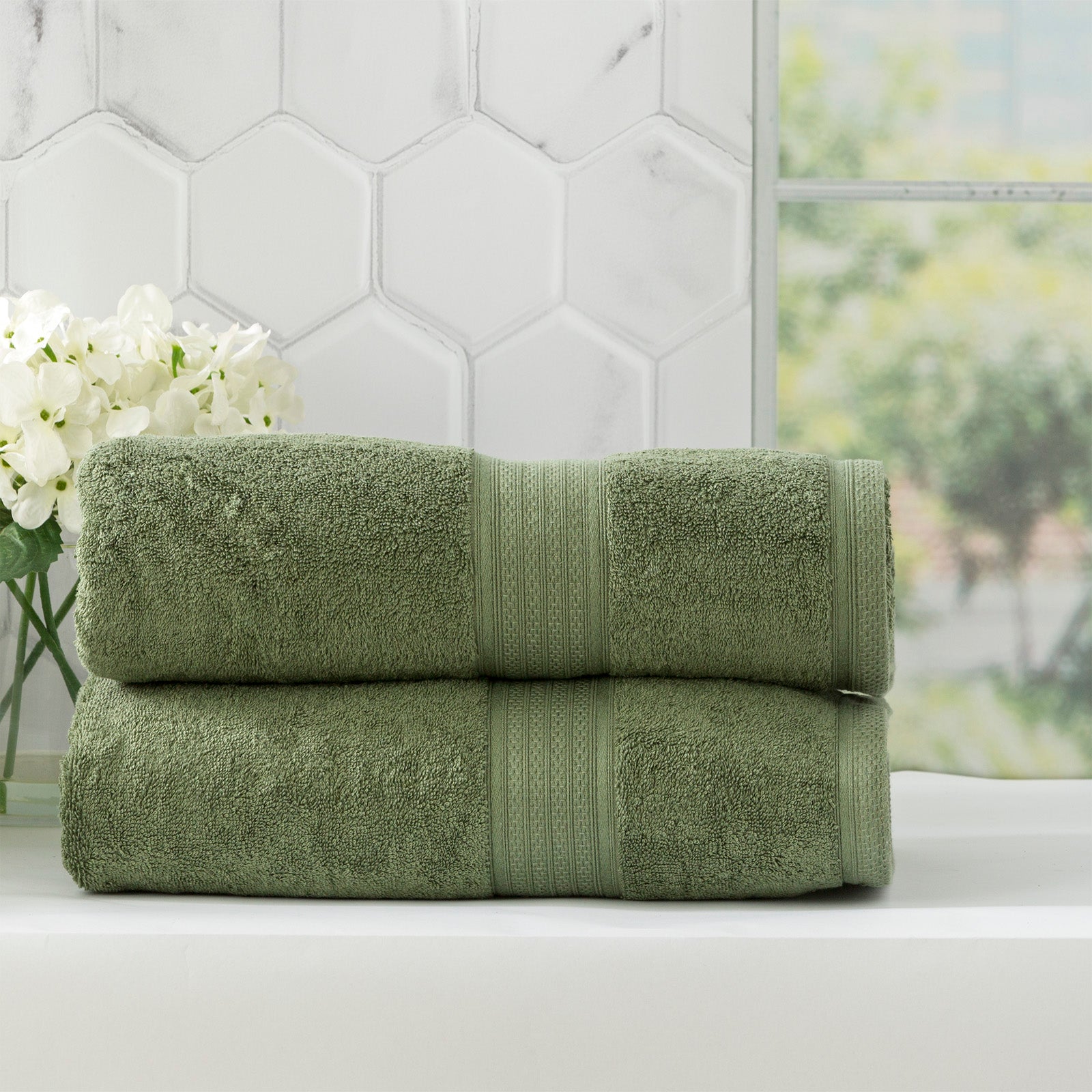 Renee Taylor Stella 650 GSM Super Soft Bamboo Cotton 4 Piece Bath Towel Jade