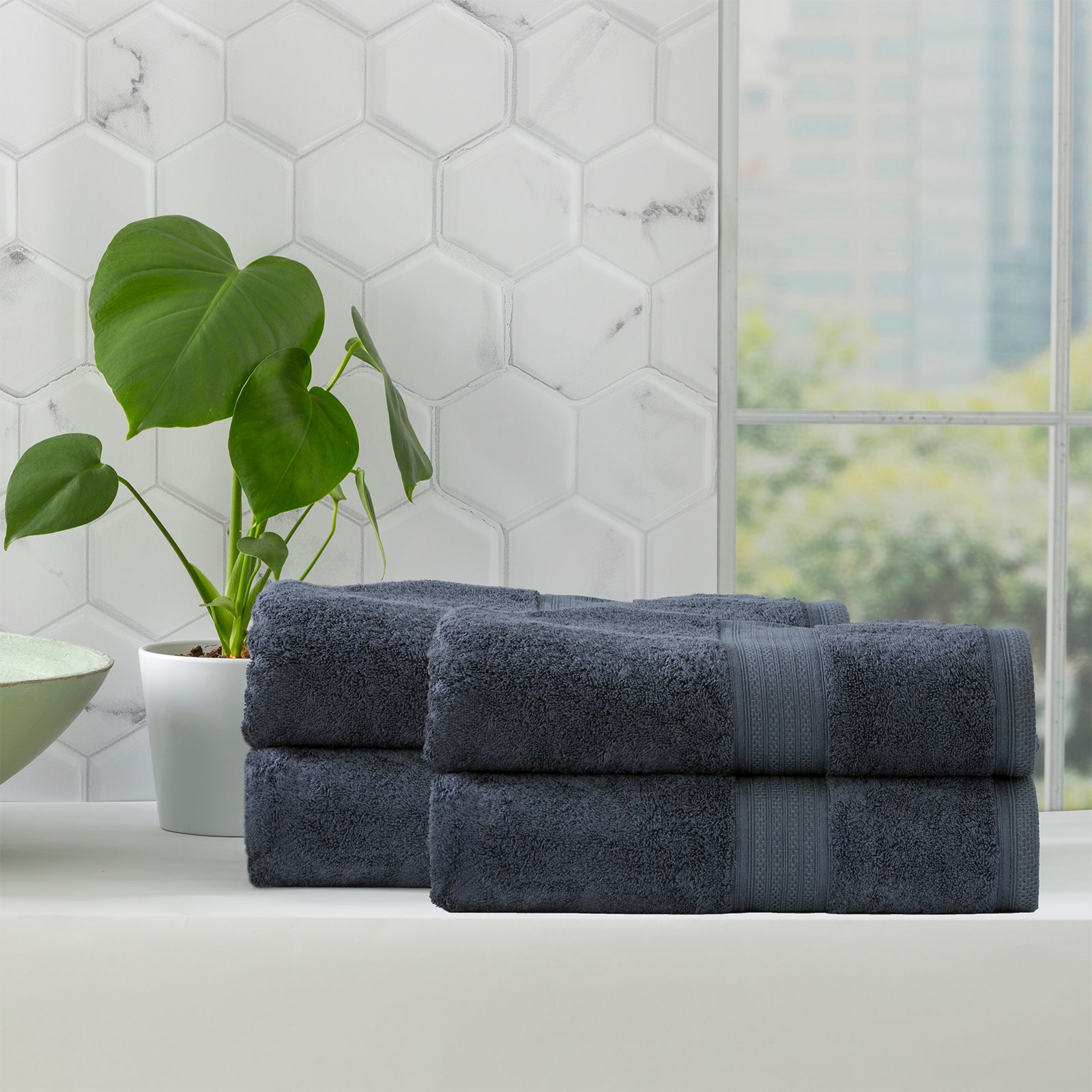 Renee Taylor Stella 650 GSM Super Soft Bamboo Cotton 7 Piece Indigo