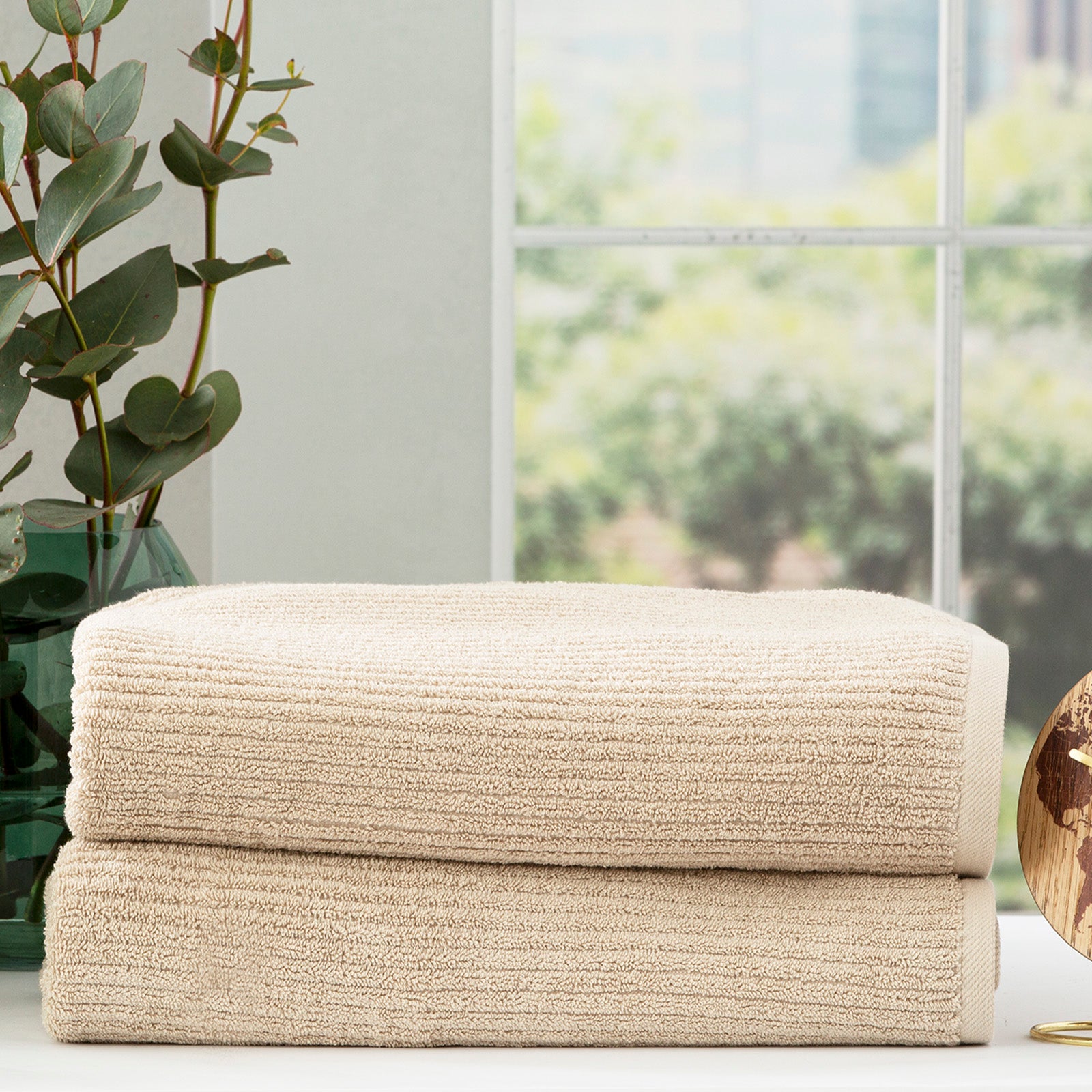 Renee Taylor Cobblestone 650 GSM Cotton Ribbed Towel Packs 4 Pack Bath Sheet Stone