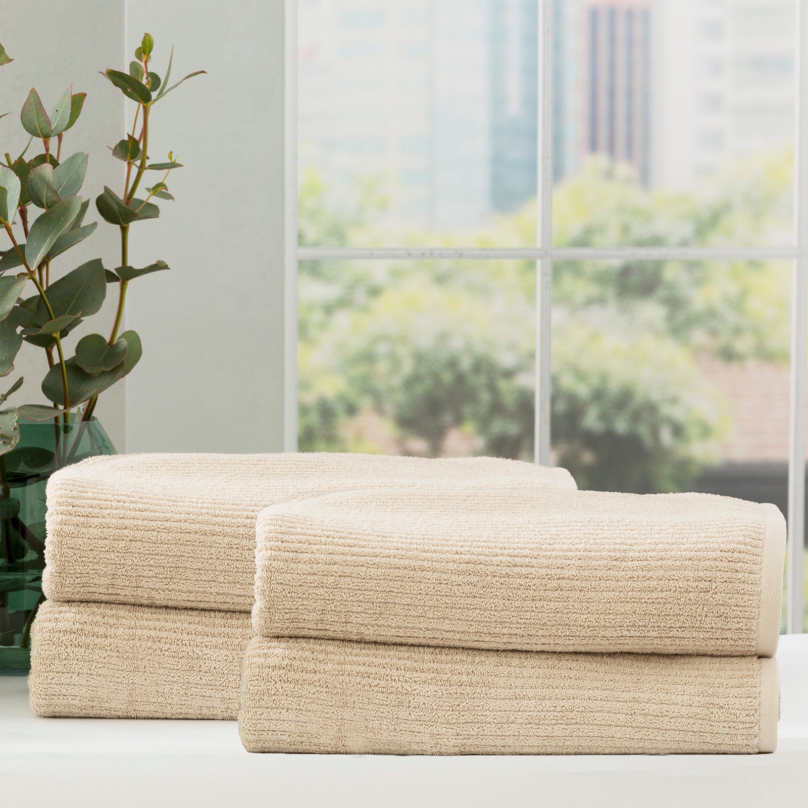 Renee Taylor Cobblestone 650 GSM Cotton Ribbed Towel Packs 5 Piece Stone
