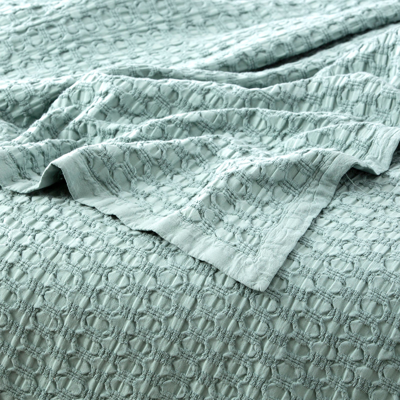Renee Taylor Lexico Cotton Waffle Blankets Queen/King Sage