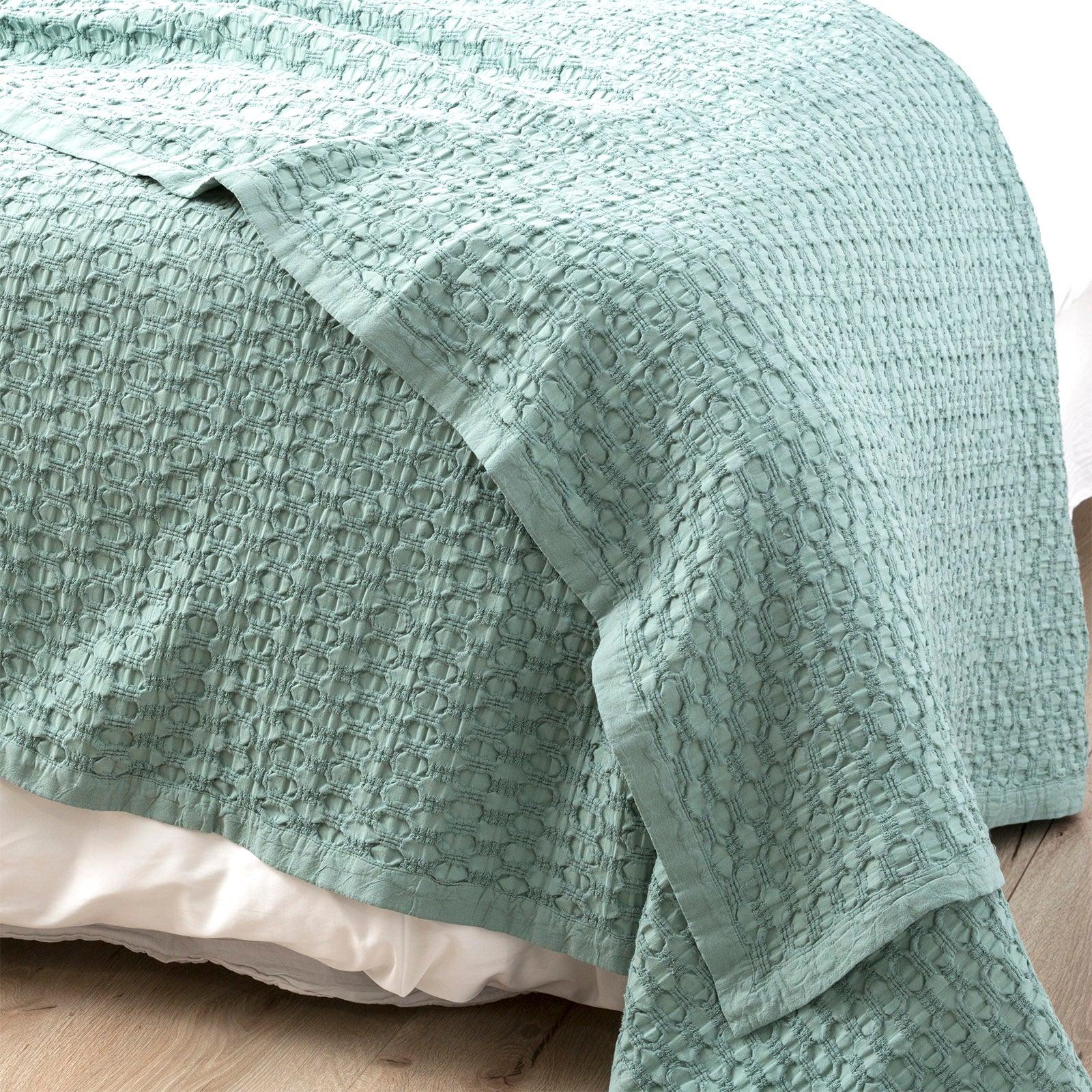 Renee Taylor Lexico Cotton Waffle Blankets Queen/King Sage