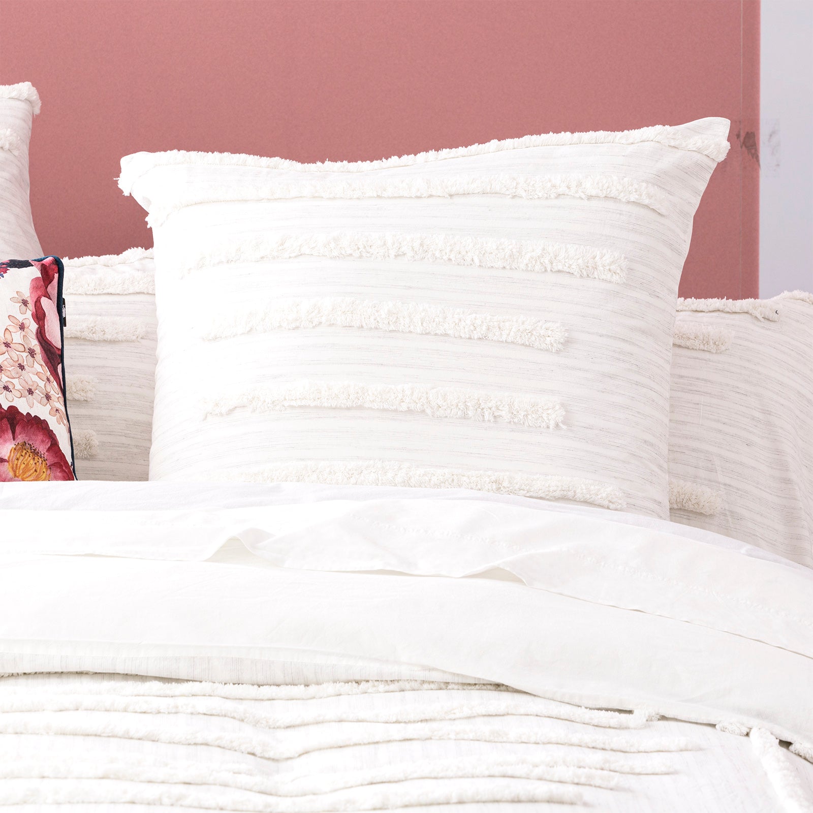 Renee Taylor Classic Cotton Vintage washed Tufted Quilt Cover set Double White