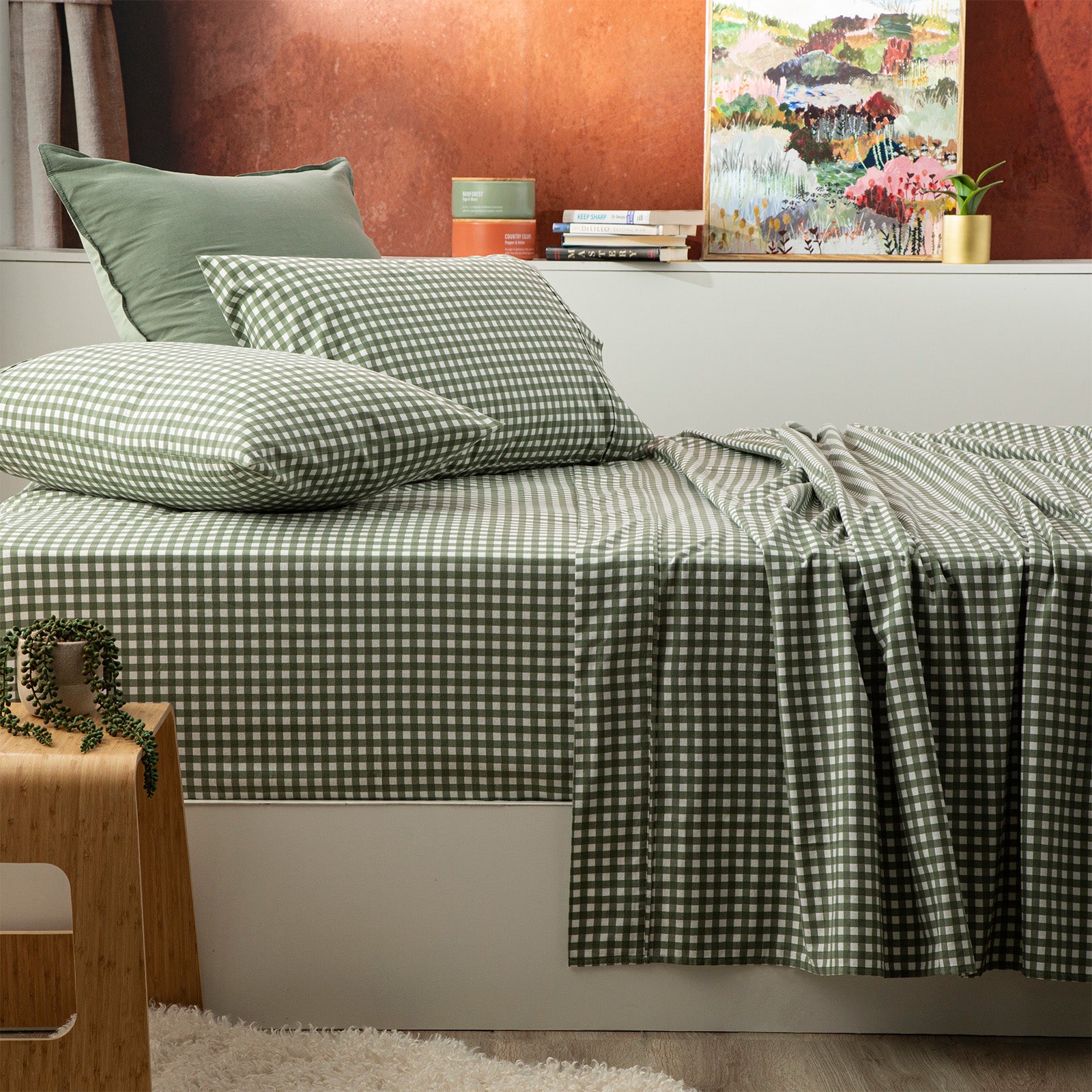 Park Avenue 175 GSM Egyptian Cotton Flannelette Sheet Set King Gingham