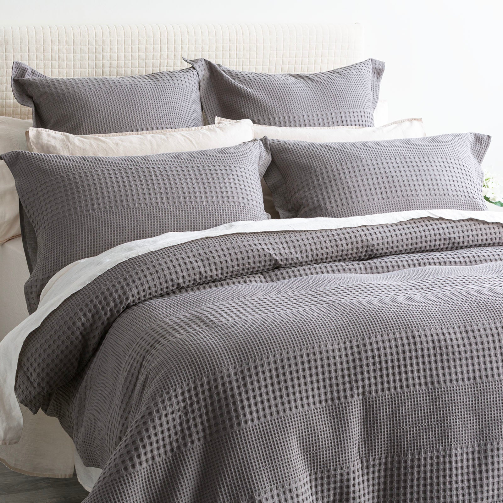 Renee Taylor Elegance Waffle Cotton Jacquard Quilt Cover set Super King Fossil