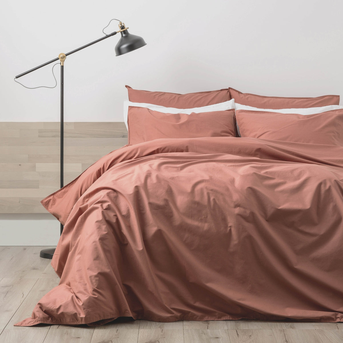 Renee Taylor Helena Vintage Stone Washed Quilt Cover Set - King - Redwood