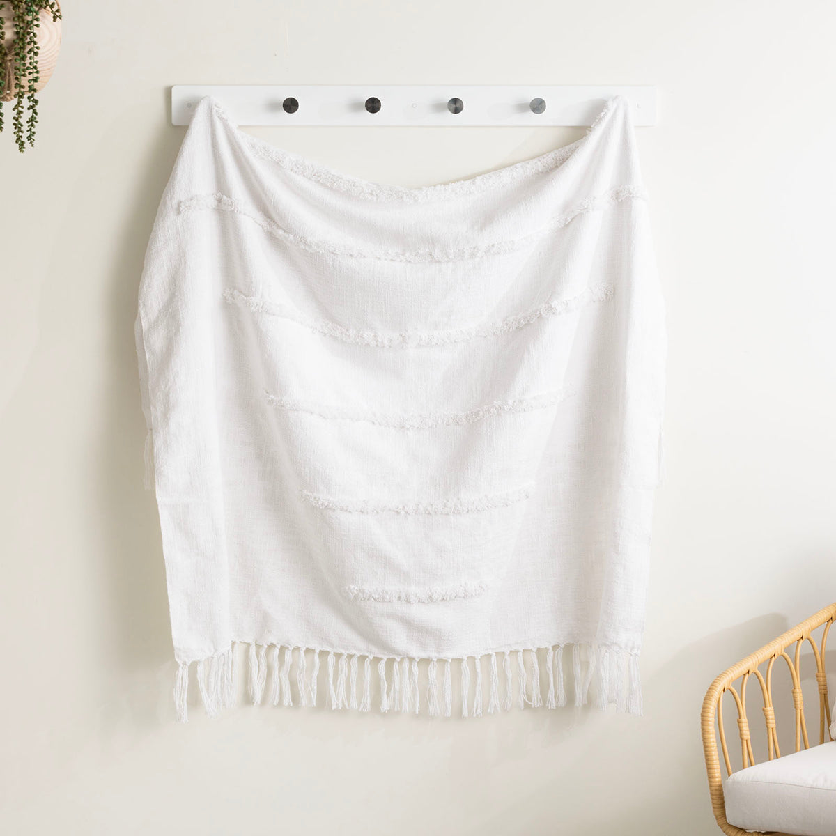 Renee Taylor Cambridge Cotton Slub Tufted Throw — 130 x 170 cm - Iceburg