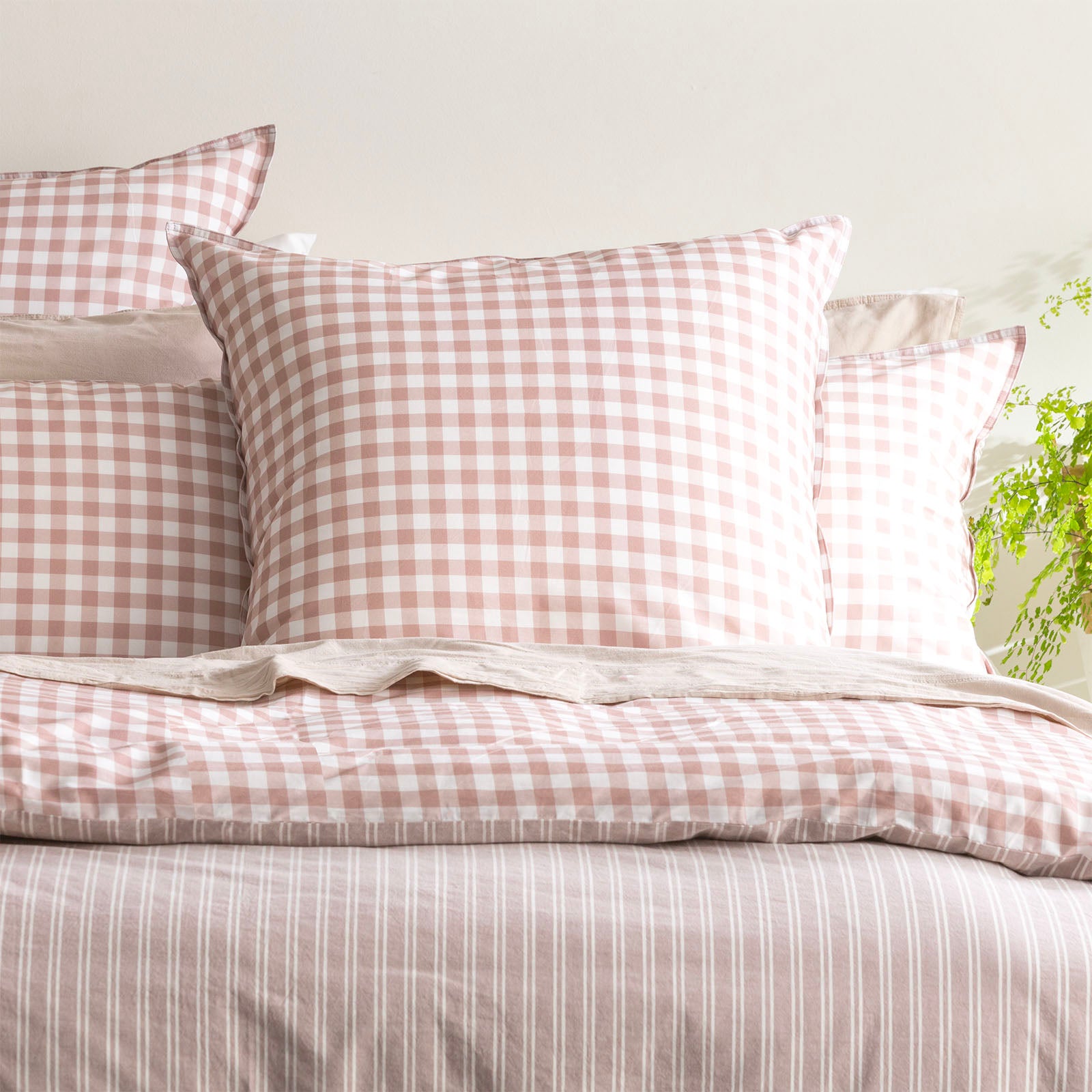 Renee Taylor Alison Yarn Dyed Cotton Reversible Quilt cover sets King Clay