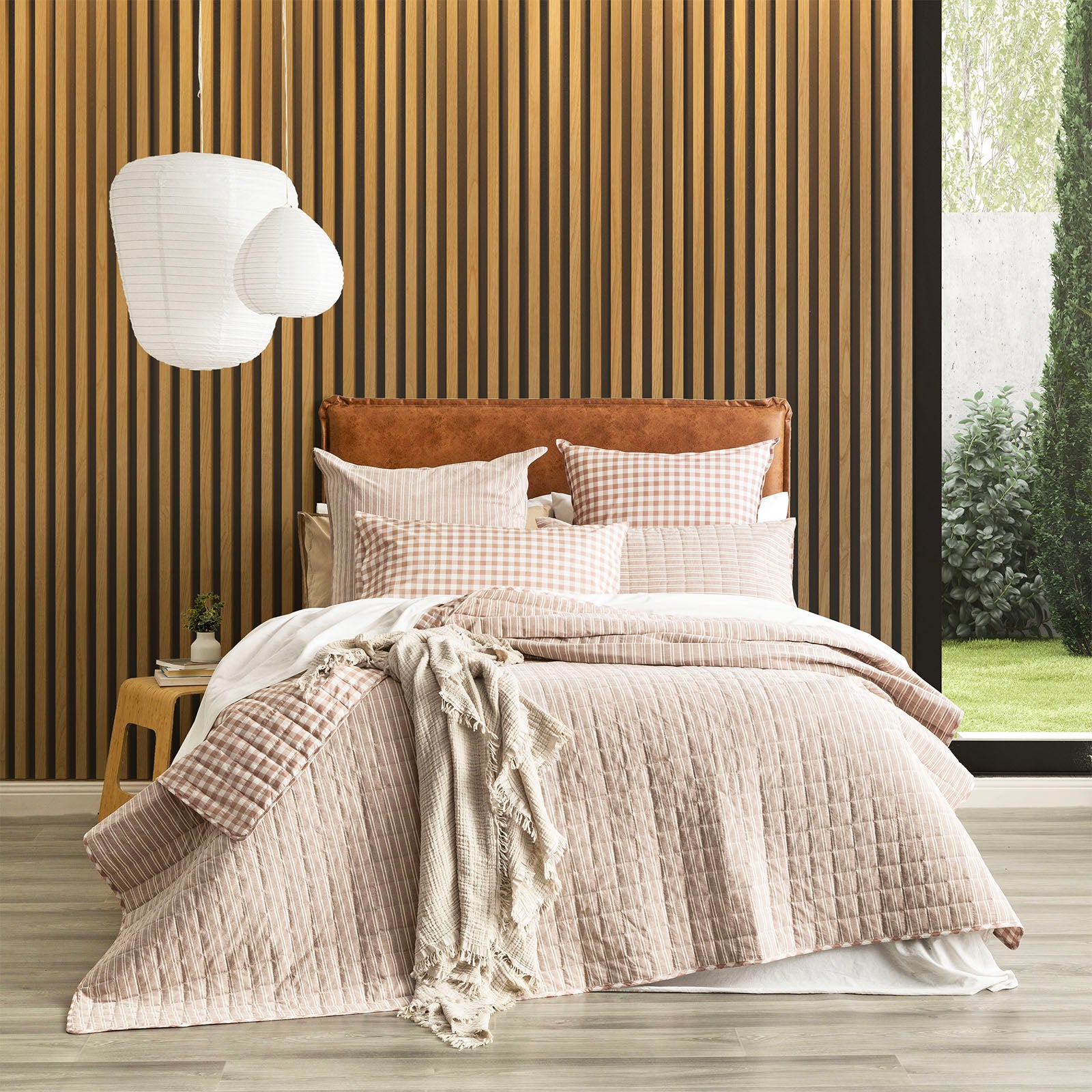 Renee Taylor Alison Yarn Dyed Cotton Reversible Quilted Coverlet Set Q/K - 260 x 240+PC Clay