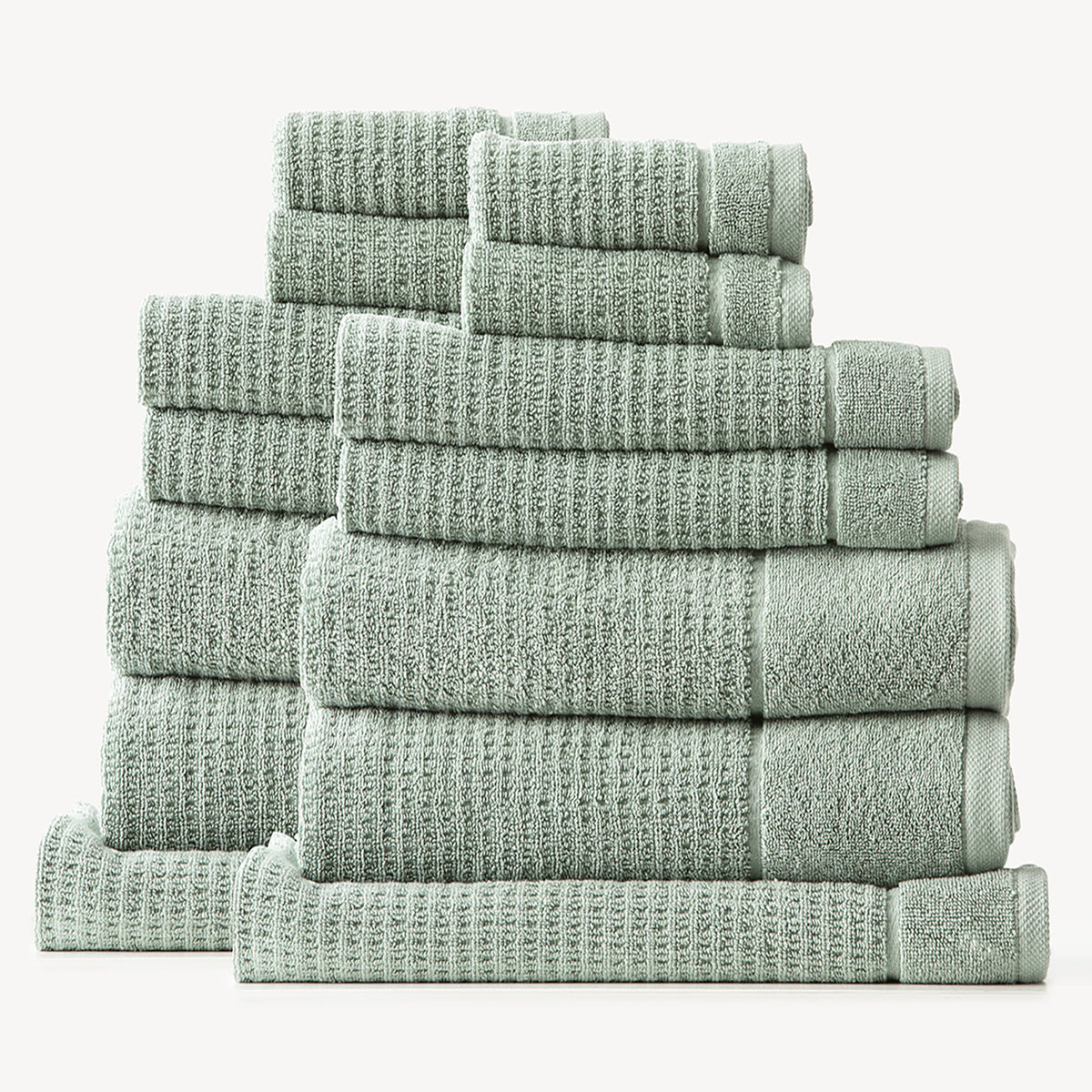 Renee Taylor Cambridge 650 GSM Textured Towel Set — 14 Piece - Eucalyptus