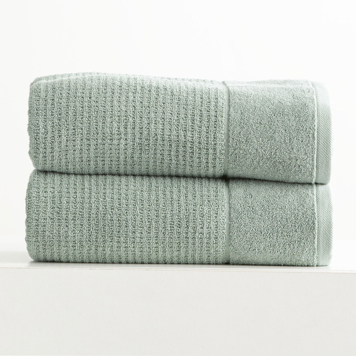 Renee Taylor Cambridge 650 GSM Textured Bath Sheets — 2 Pack - Eucalyptus