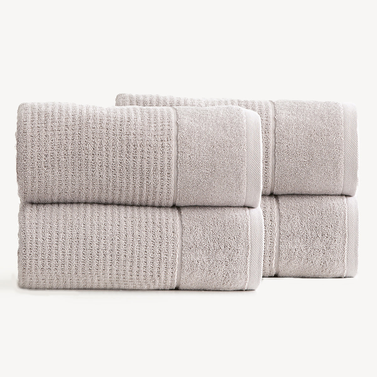 Renee Taylor Cambridge 650 GSM Textured Bath Sheets — 4 Pack - Pumice Stone