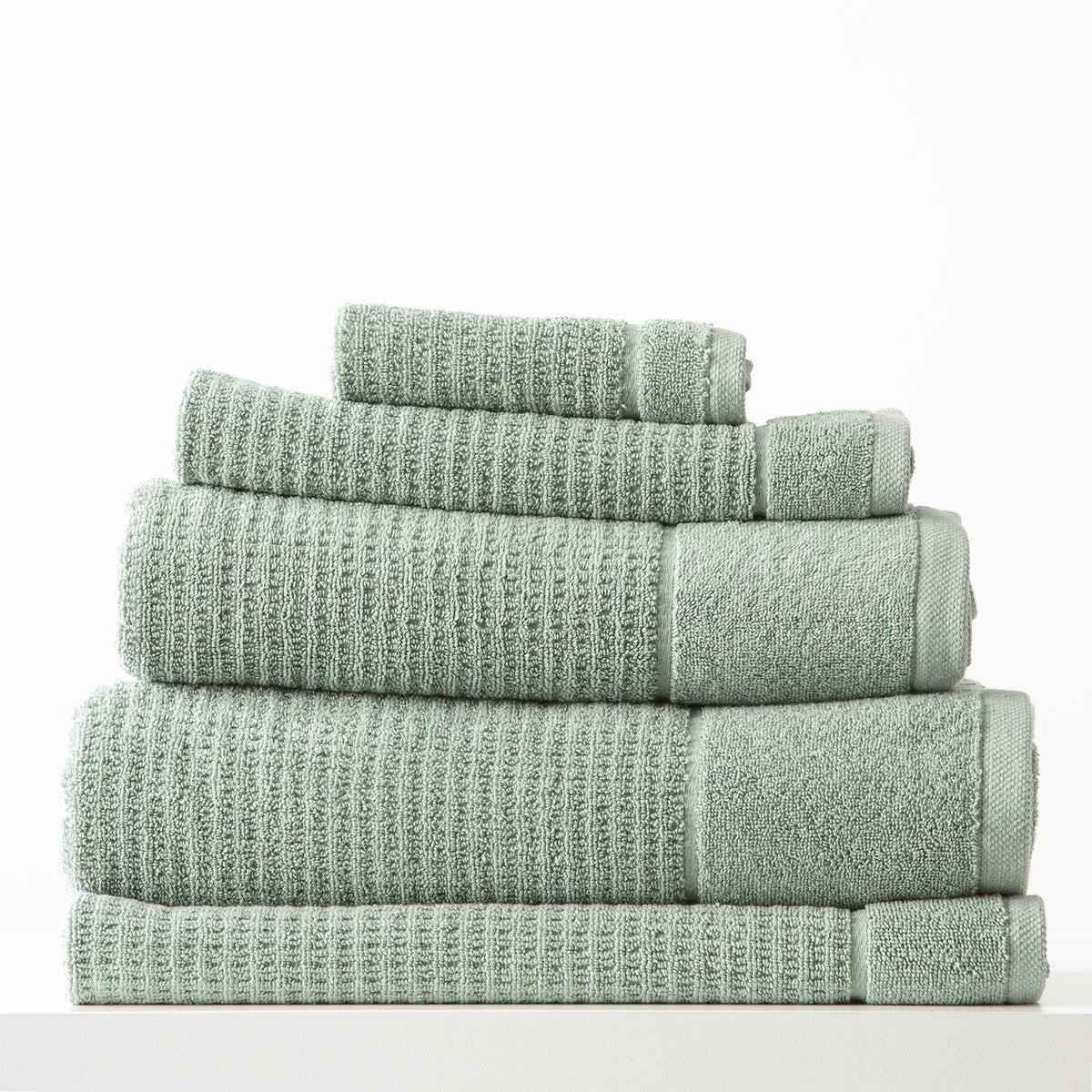Renee Taylor Cambridge 650 GSM Textured Towel Set — 5 Piece - Eucalyptus