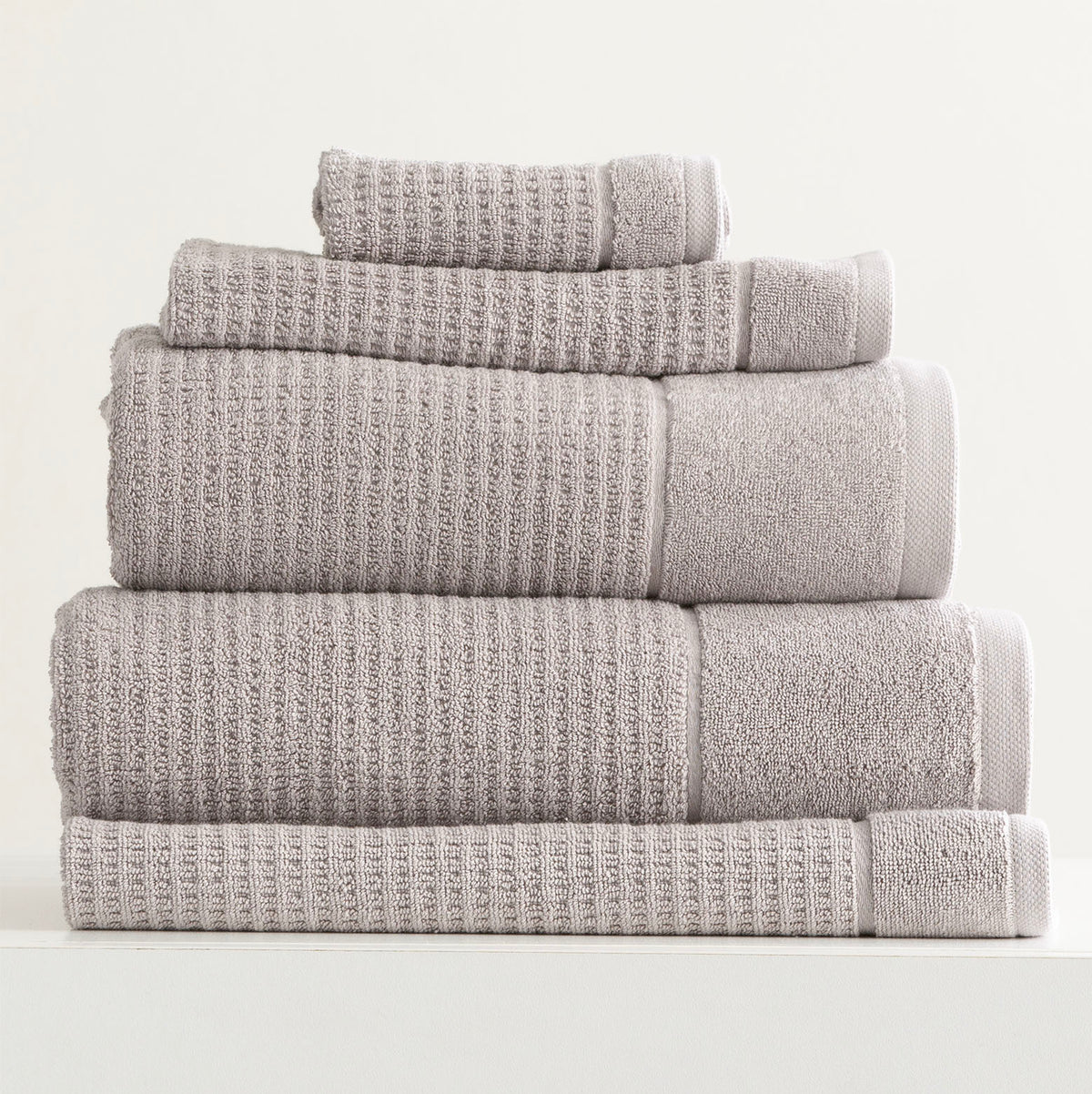 Renee Taylor Cambridge 650 GSM Textured Towel Set — 5 Piece - Pumice Stone
