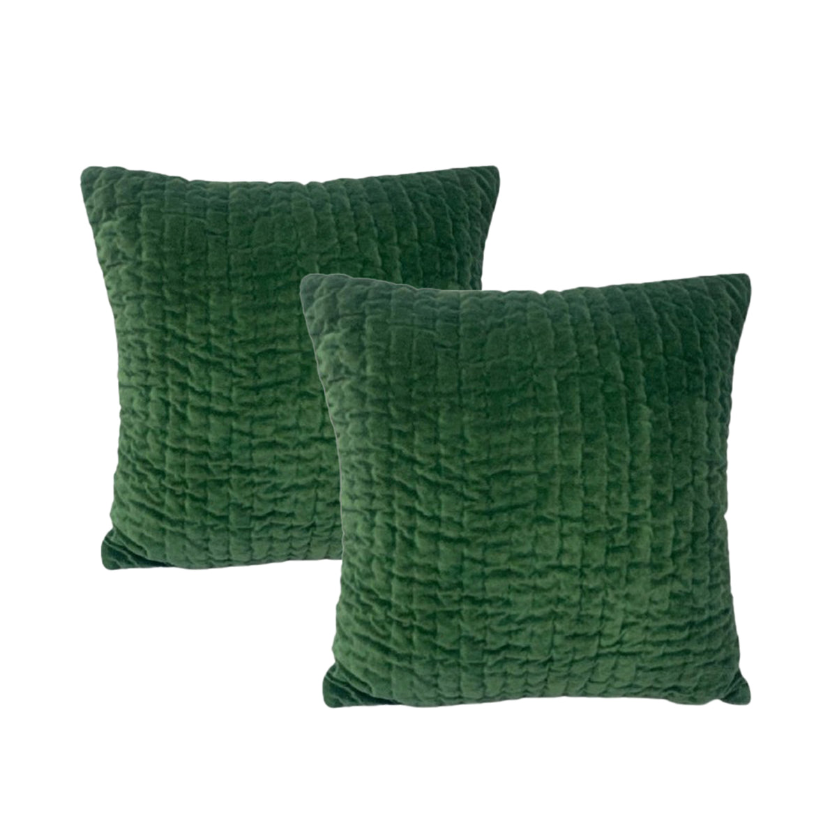 Minerva Emerald cotton velvet embroidered cushion twin pack - Polyester Filled