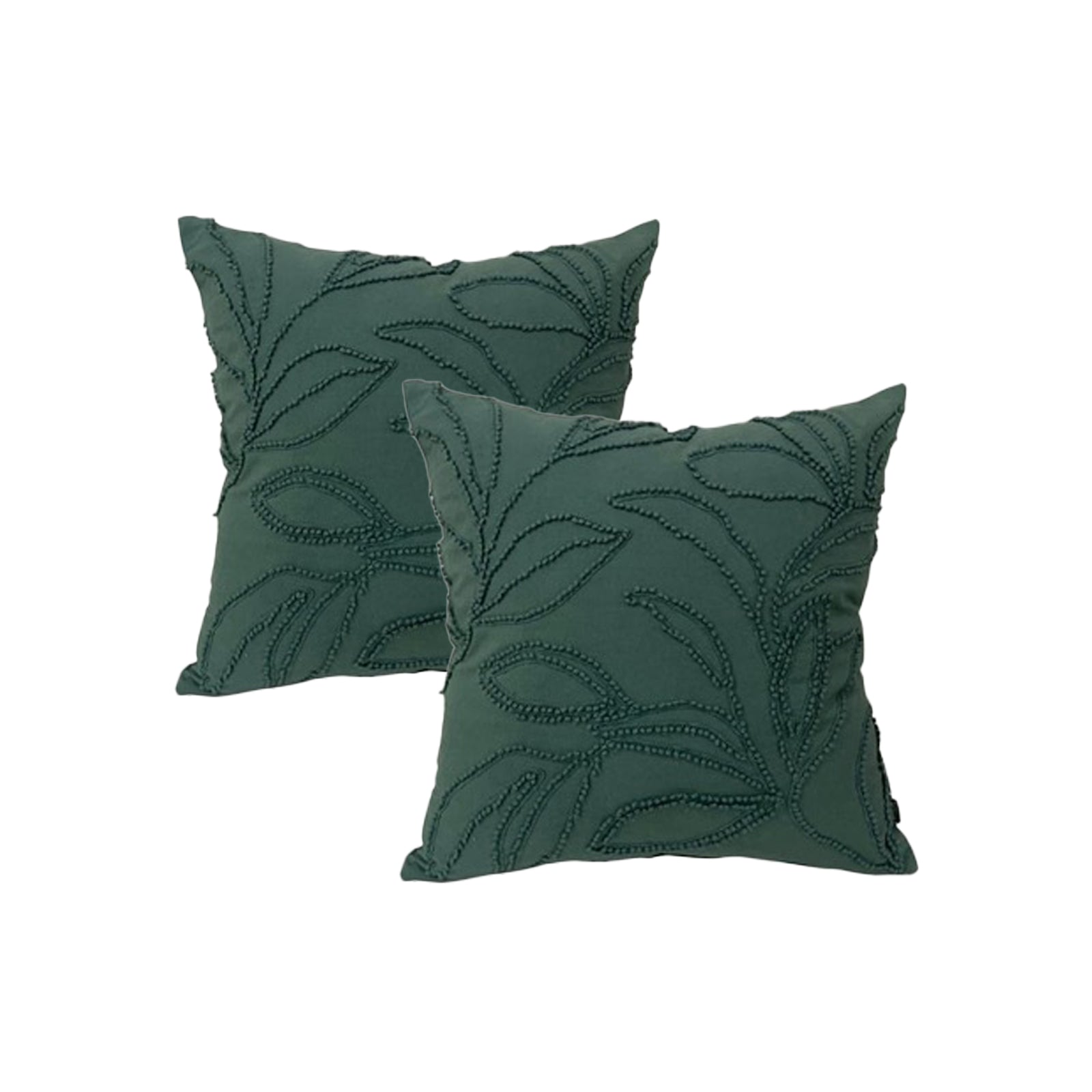 Cloud Linen Cotton Embroidered Cushion 50 x 50 Cms Polyester Filled Riviera Teal -Twin Pack