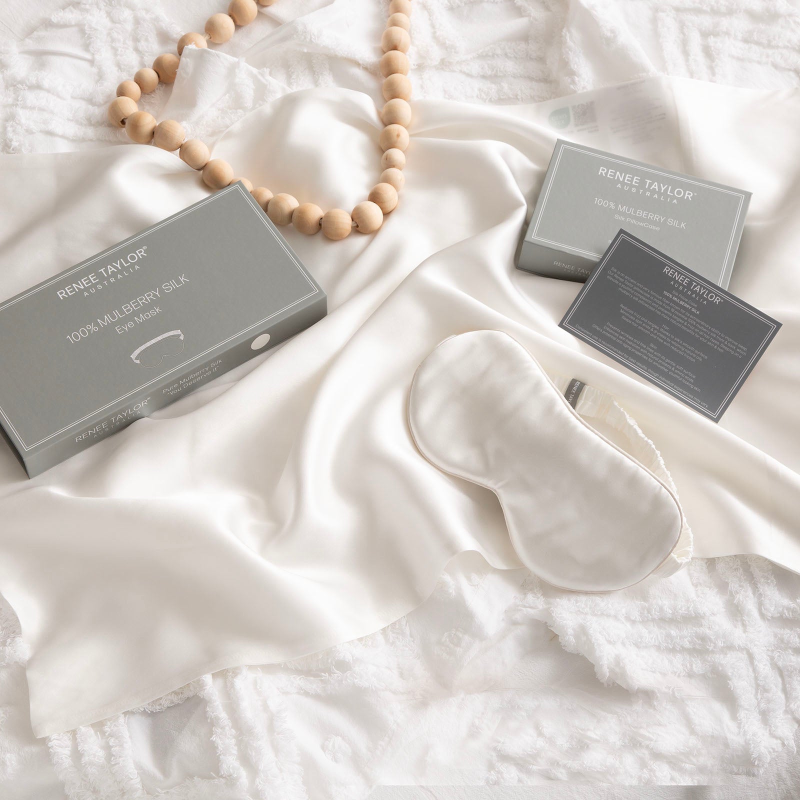 Renee Taylor 100% Mulberry Silk Eye Mask White