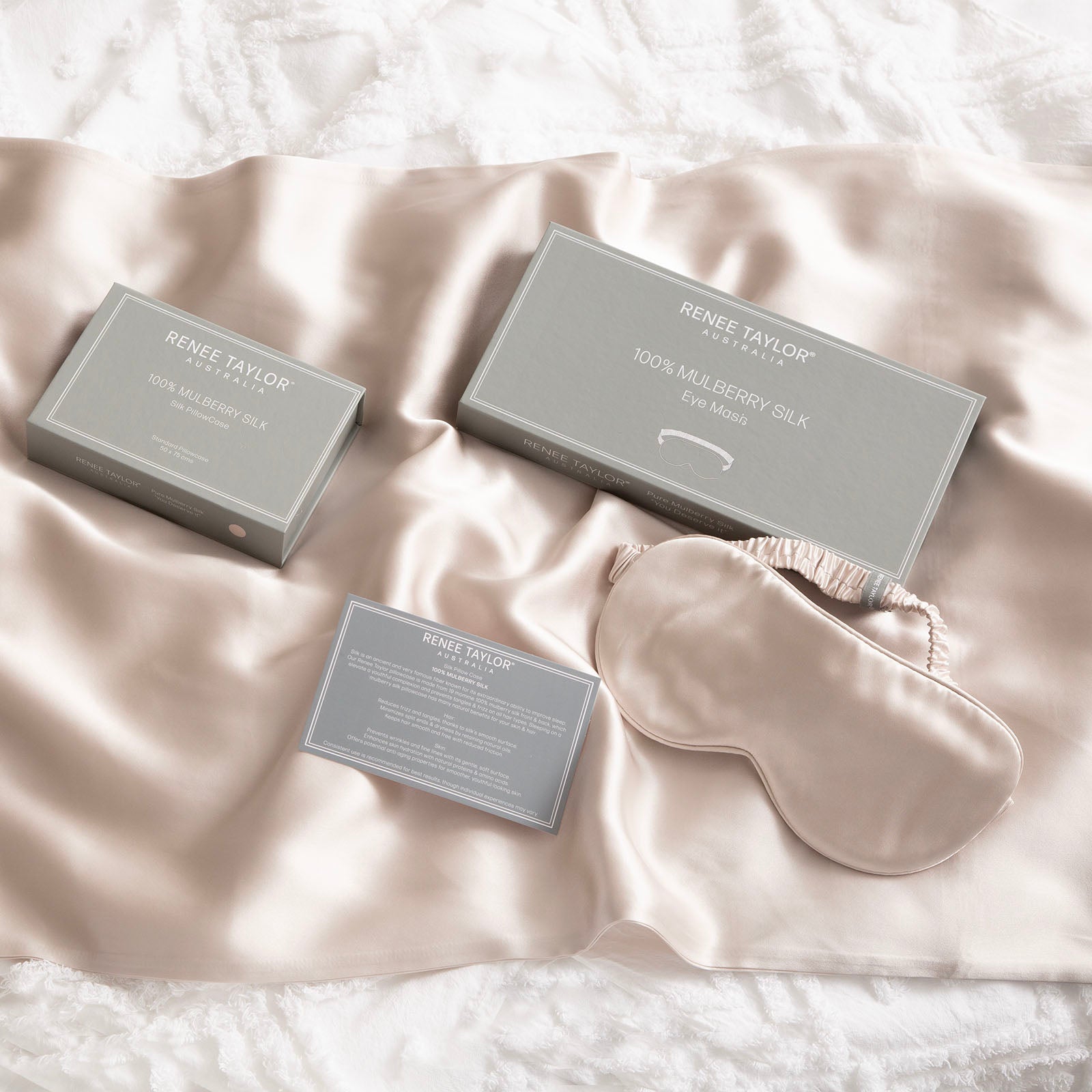 Renee Taylor 100% Mulberry Silk Eye Mask Sand