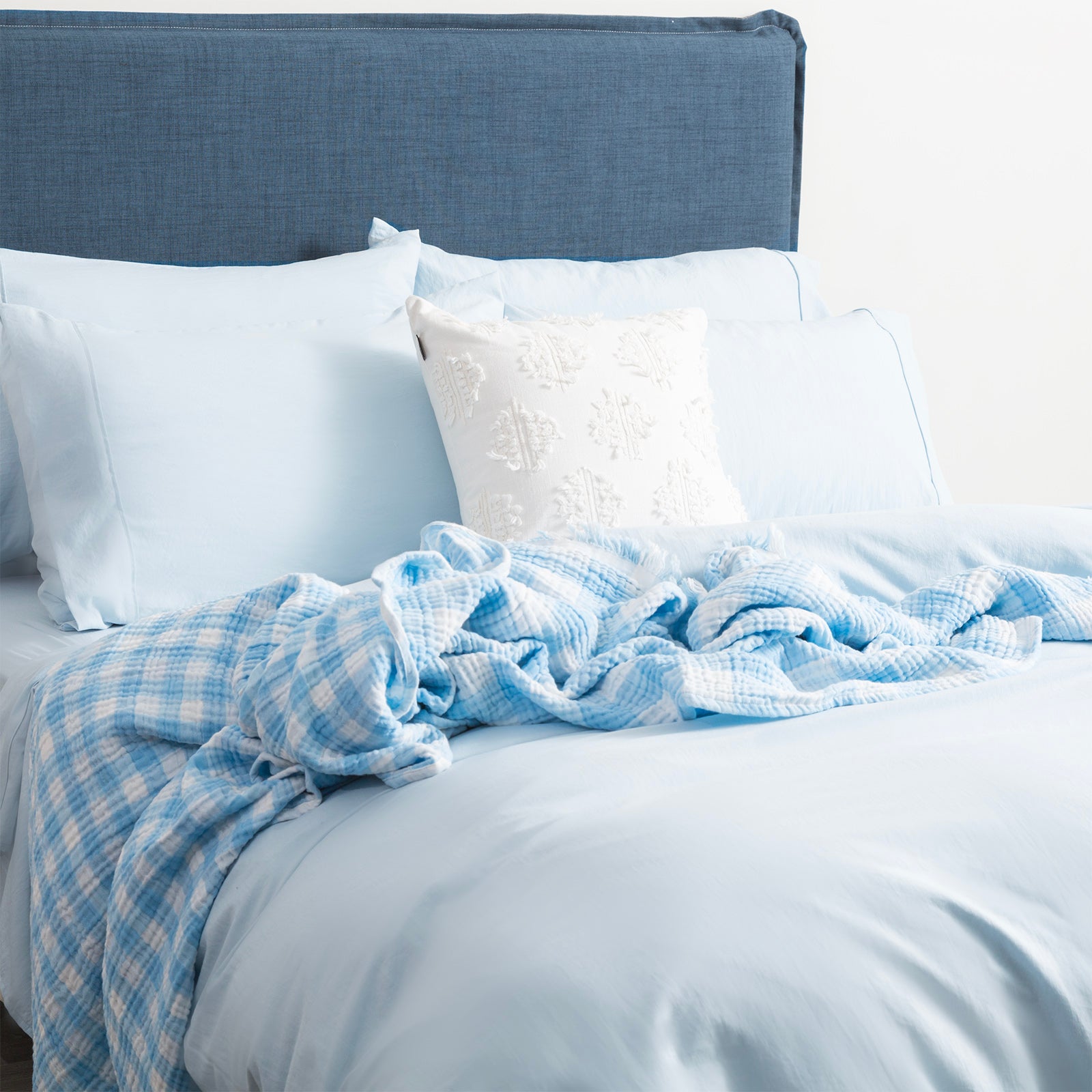 Ddecor Home Ultra Plush Vintage Washed Microfiber Quilt cover set Queen Blue