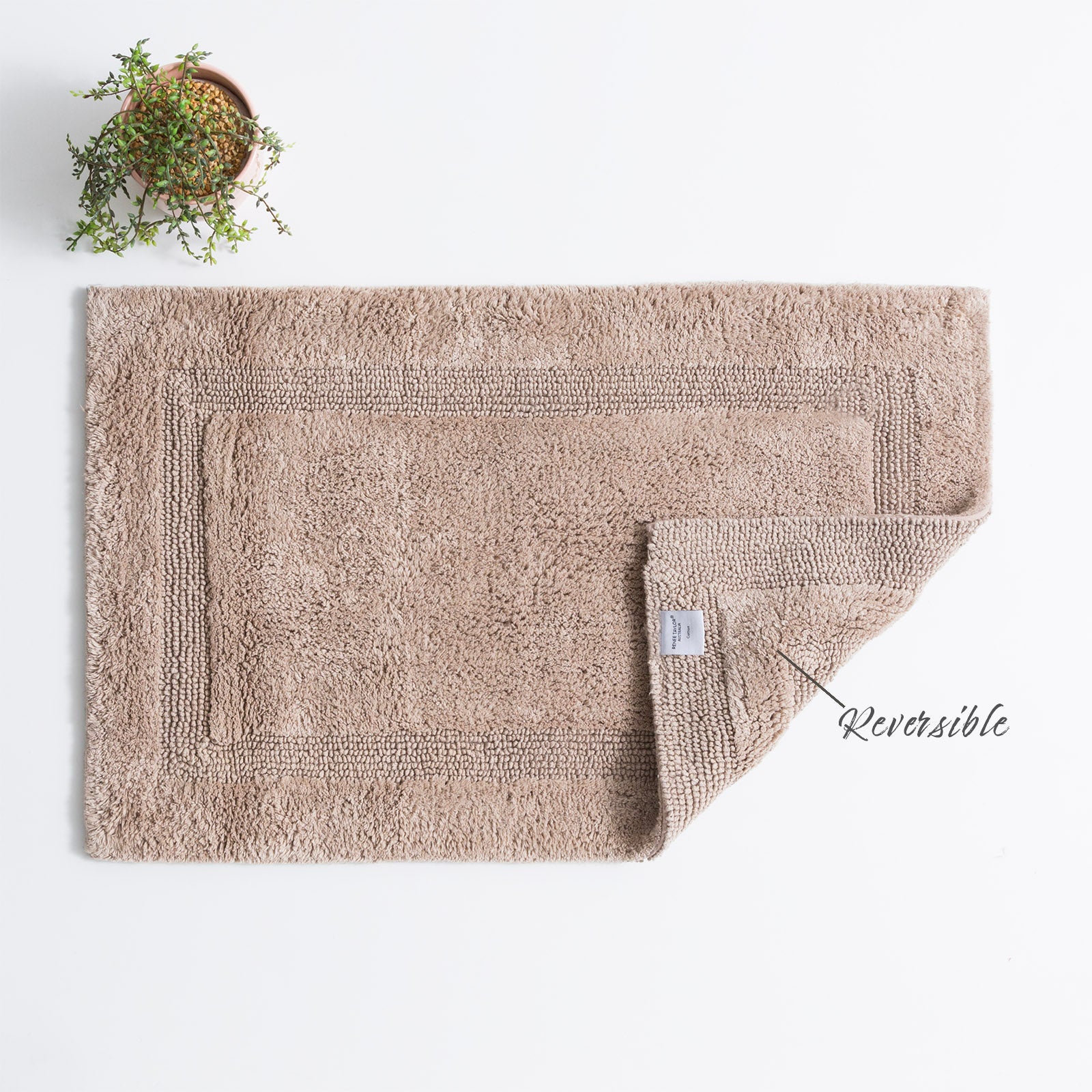 Renee Taylor Soho Cotton Reversible Bath Mat 50 x 80 Cms Mocha