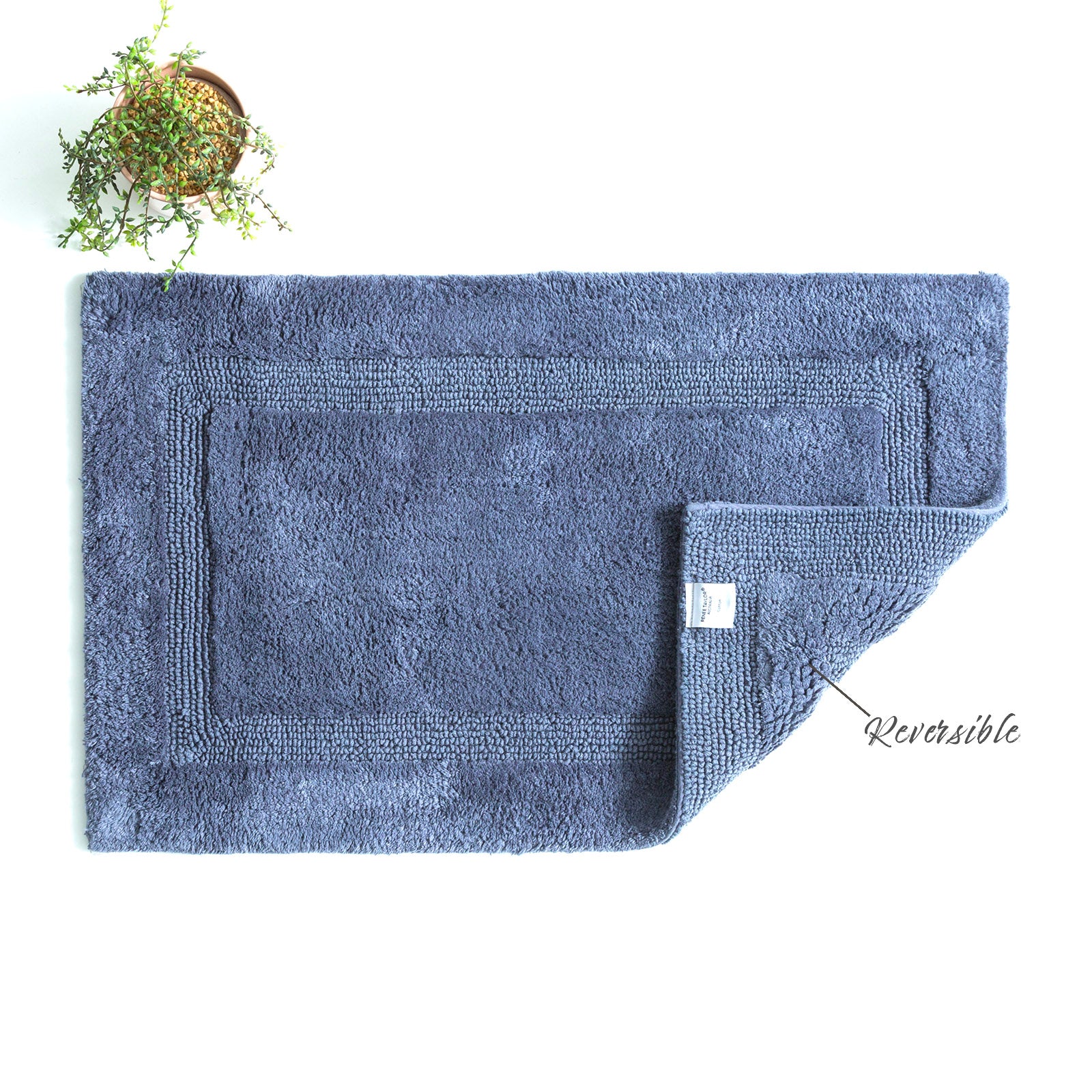 Renee Taylor Soho Cotton Reversible Bath Mat 50 x 80 Cms Blue