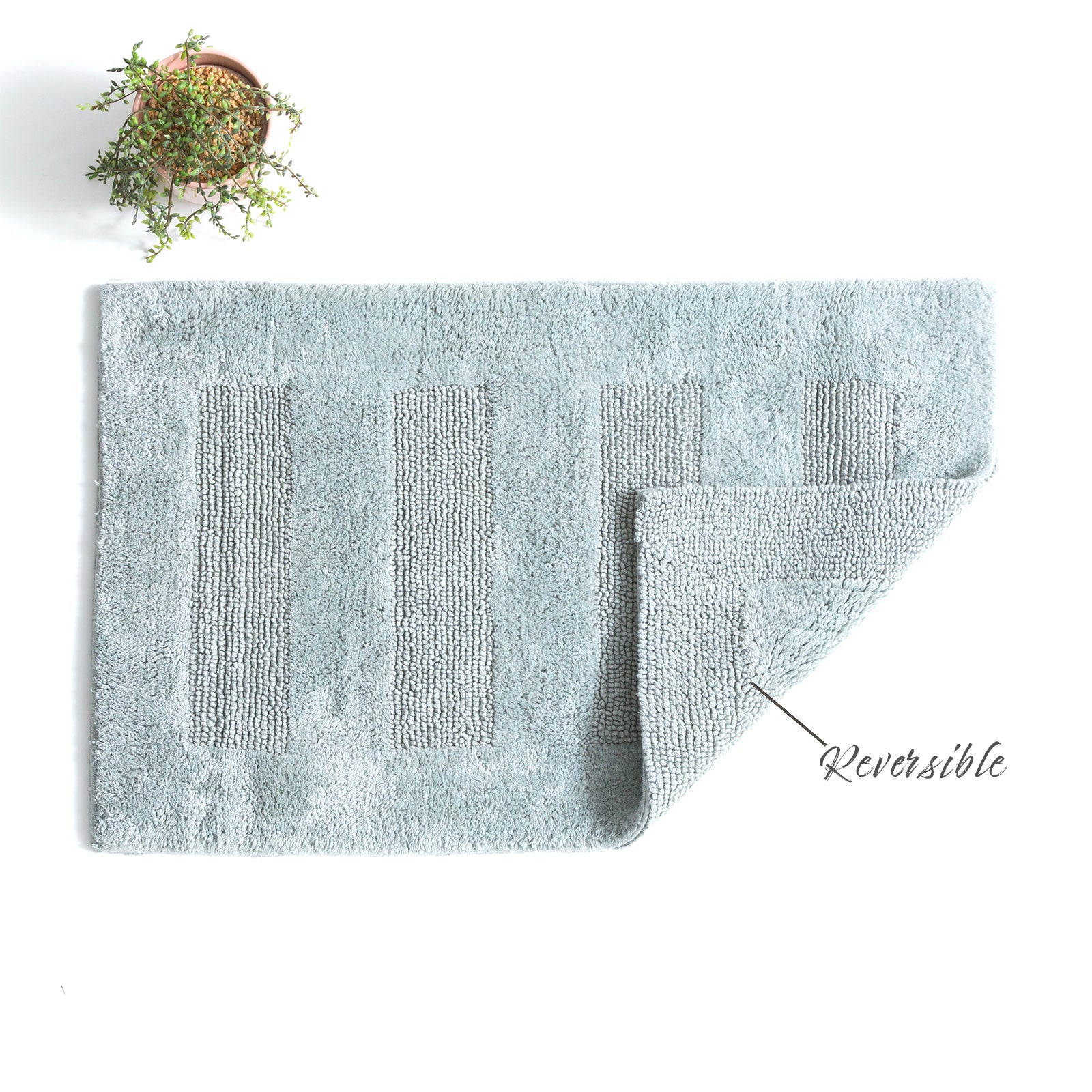 Renee Taylor Retreat Cotton Reversible Bath Mat 50 x 80 Cms Silver