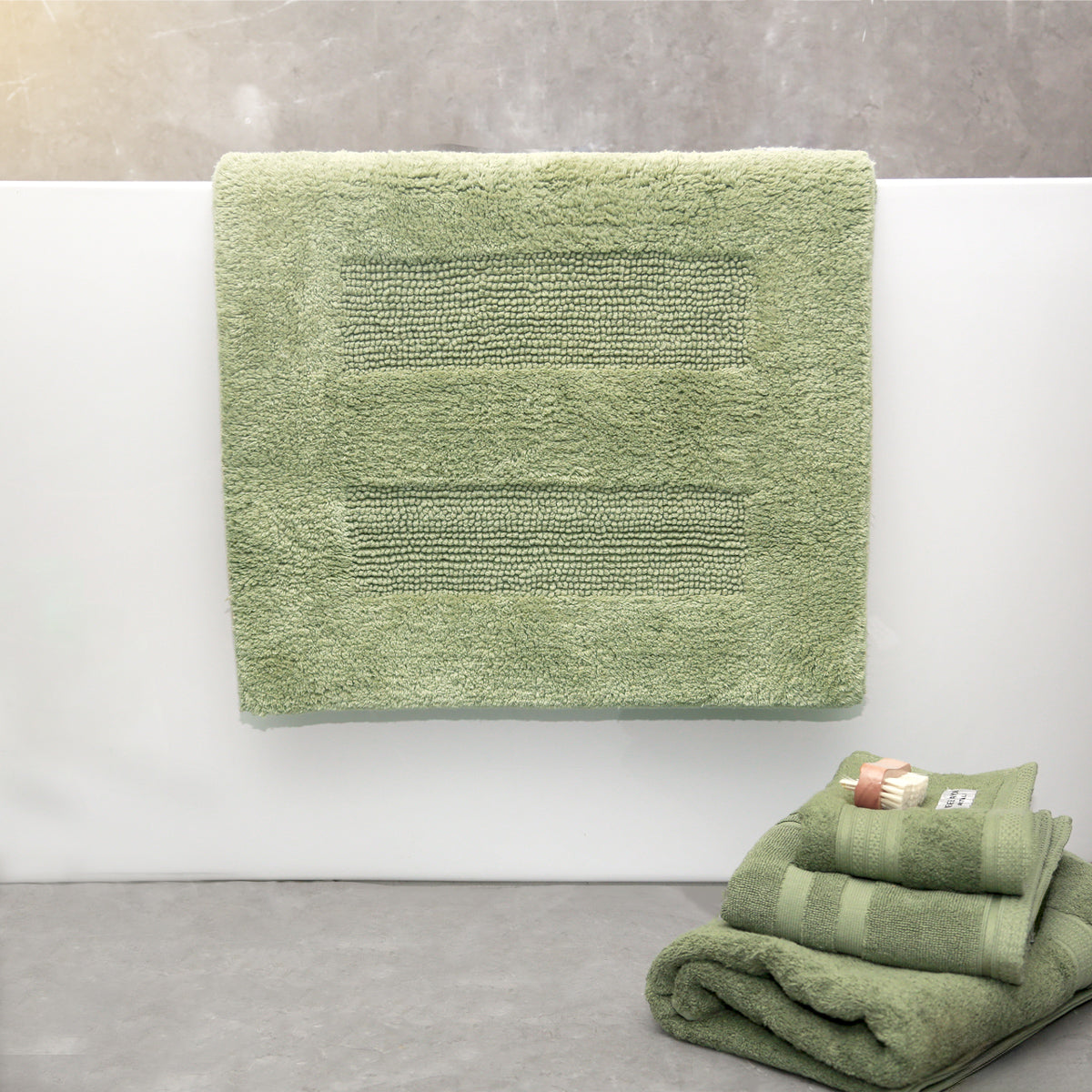 Renee Taylor Retreat Cotton Reversible Bath Mat 50 x 80 Cms Khaki
