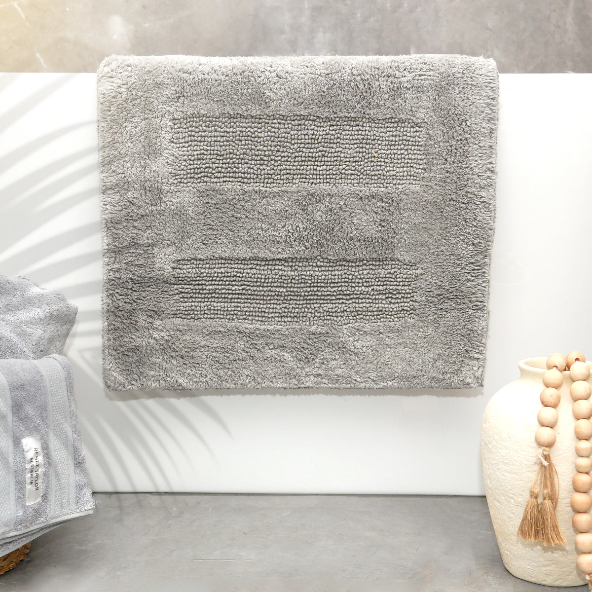 Renee Taylor Retreat Cotton Reversible Bath Mat 50 x 80 Cms Granite