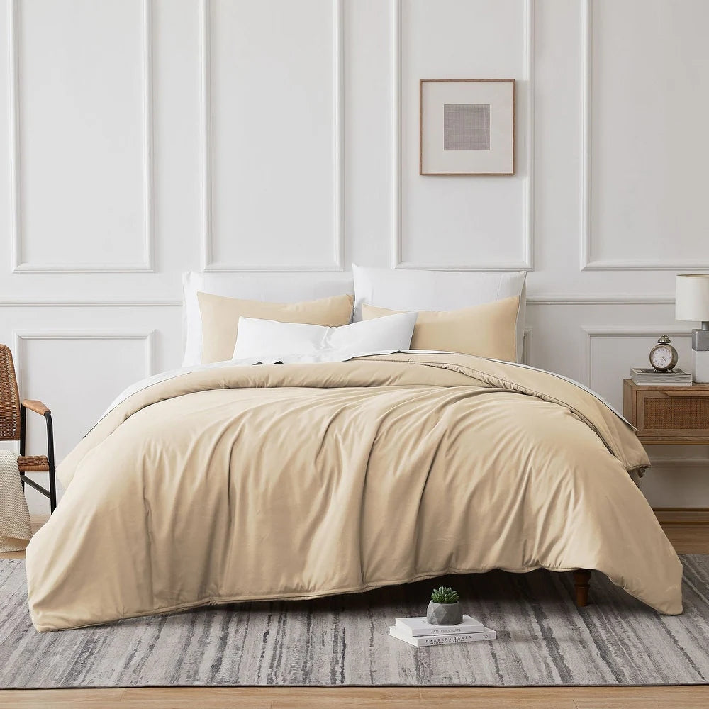 Renee Taylor 700 TC Tencel Lyocell Fibre & Cotton Quilt Cover Set Super King Bone