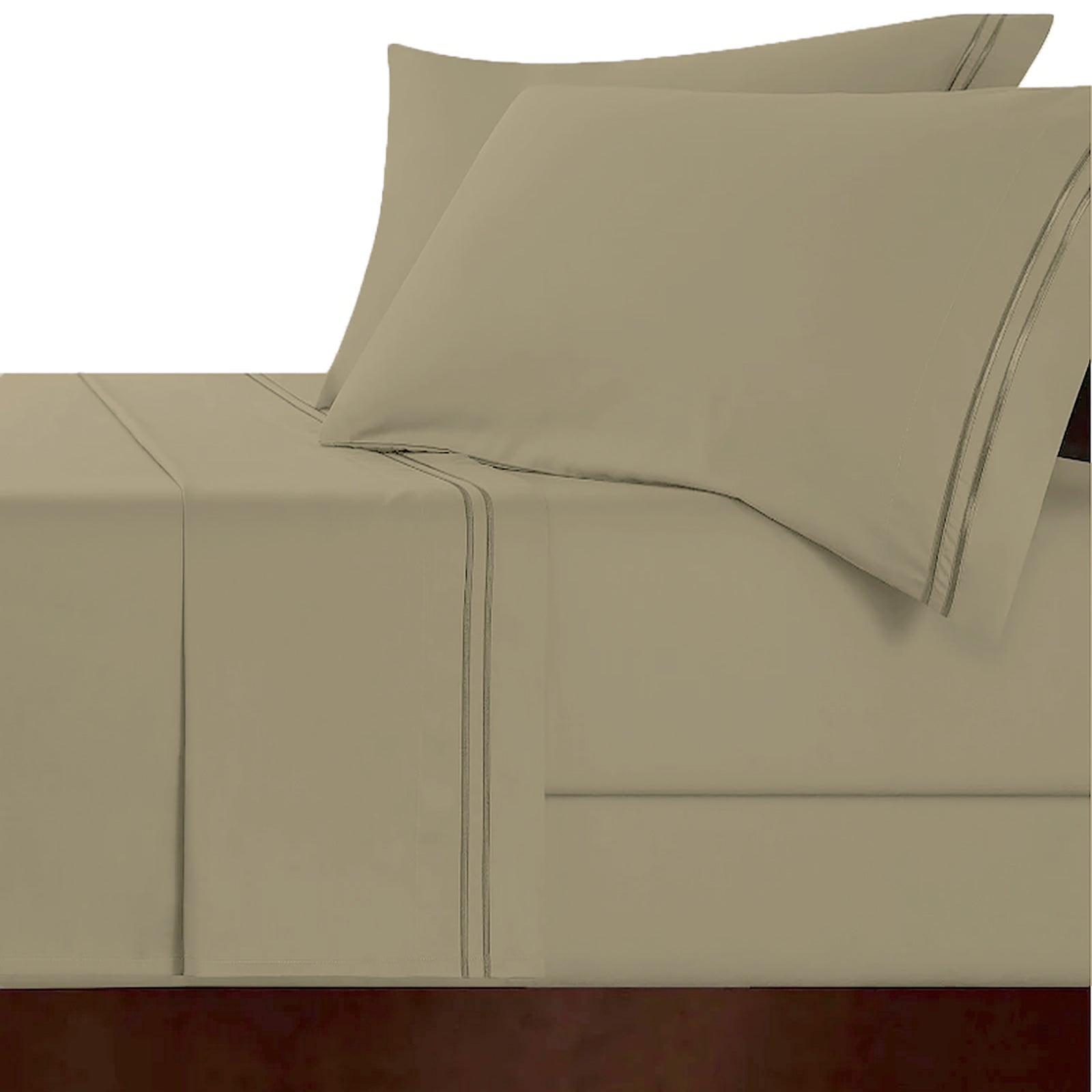 Renee Taylor Strada Embroidered 1000 TC Egyptian Cotton Sheet sets Super King Taupe
