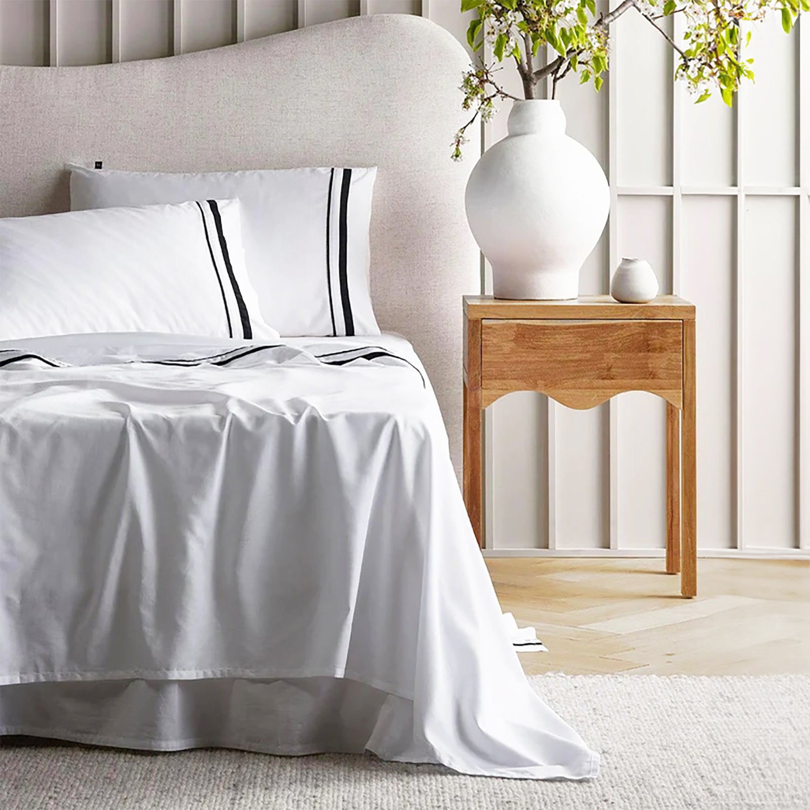 Renee Taylor Cloud 1000 TC Egyptian Cotton Sheet sets Split King White Charcoal