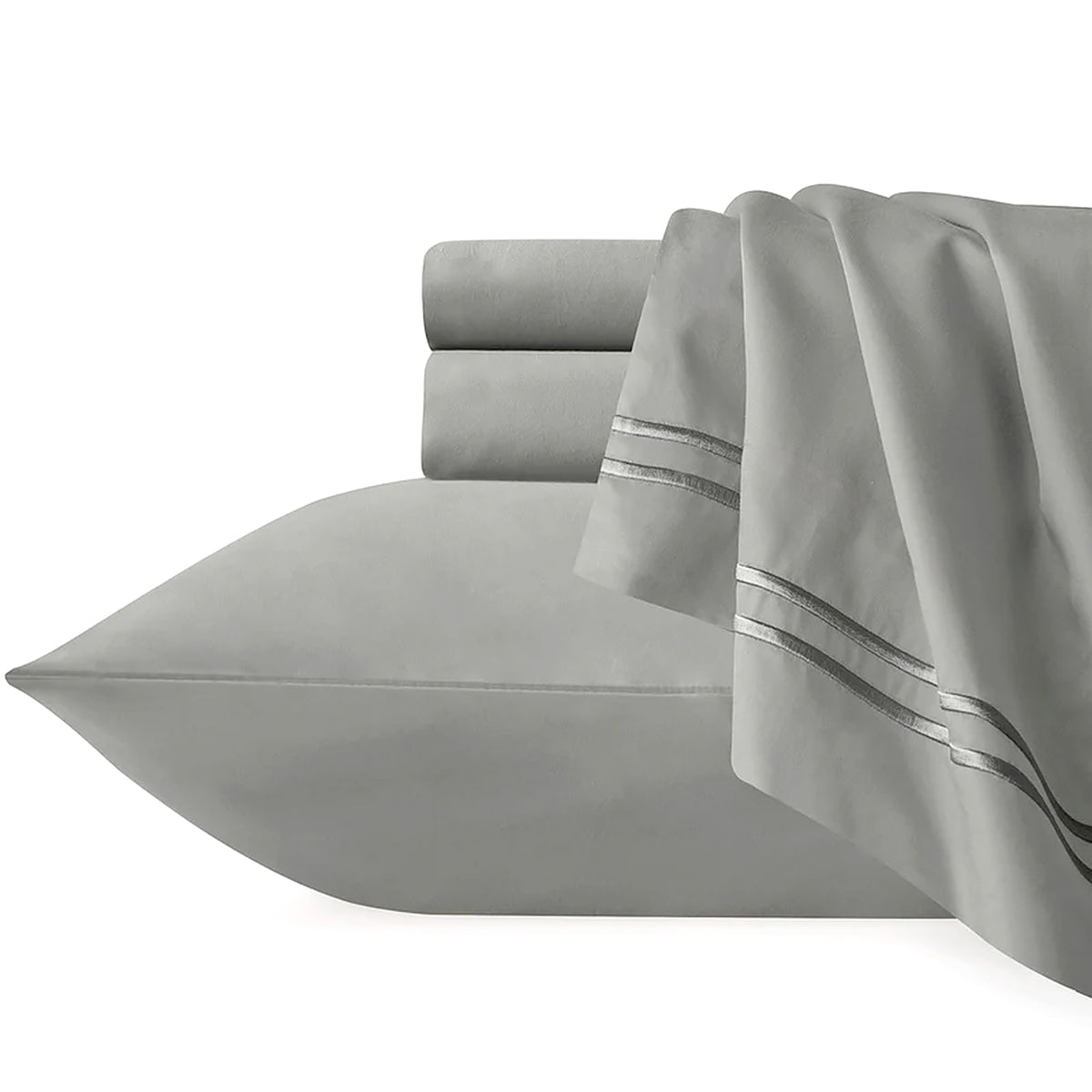 Renee Taylor Strada Embroidered 1000 TC Egyptian Cotton Quilt Cover Sets Super King Silver Charcoal