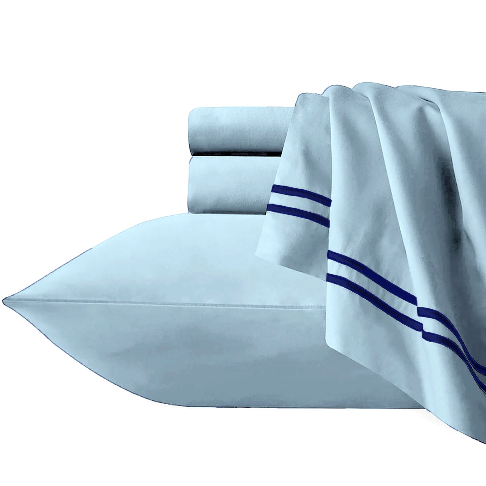 Renee Taylor Strada Embroidered 1000 TC Egyptian Cotton Quilt Cover Sets King Sky Navy