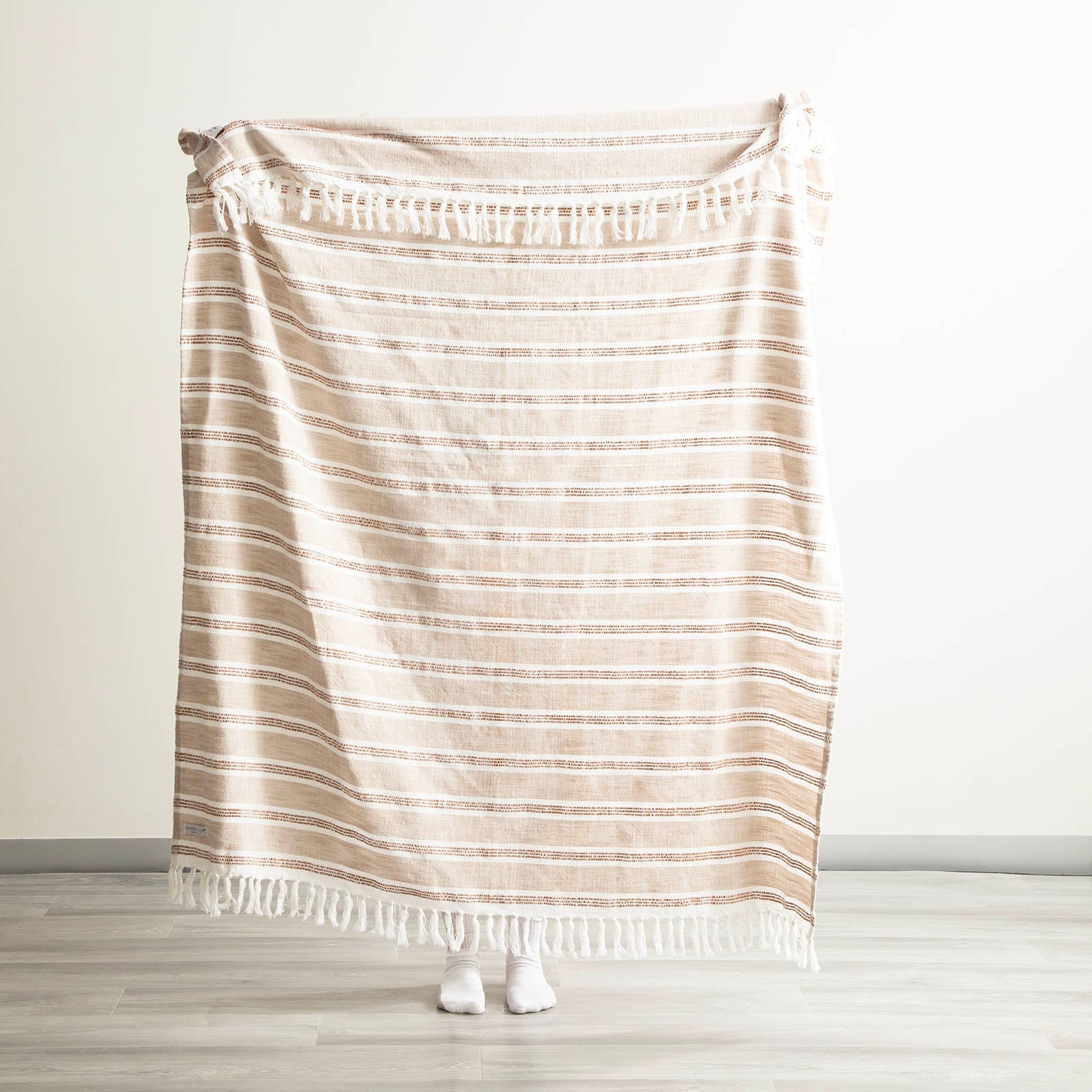 Renee Taylor Como Stone Washed Yarn-Dyed Stripe Throw 130 x 170 cms Natural