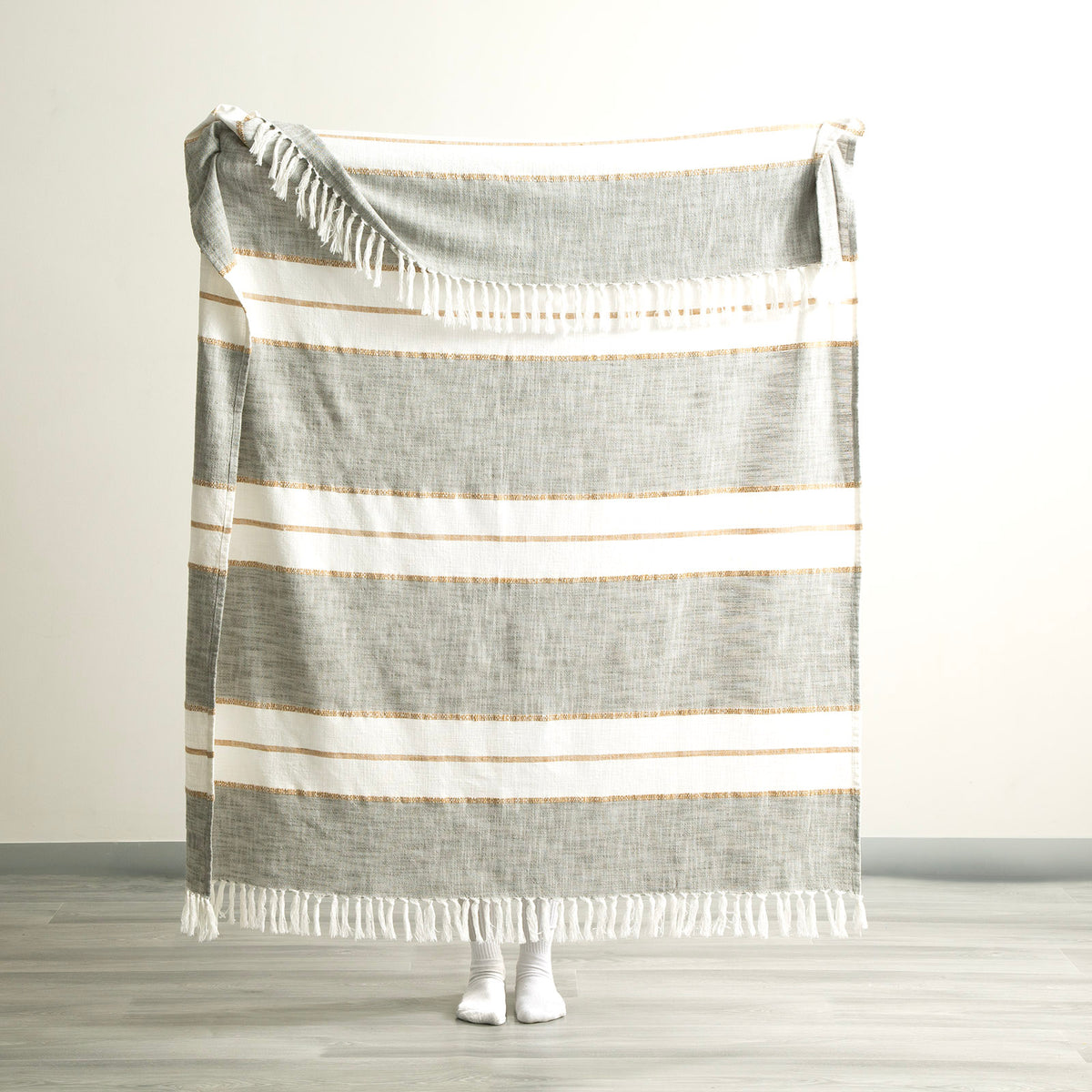 Renee Taylor Modena Stripe Stone Washed Yarn-Dyed Throw 130 x 170 cm