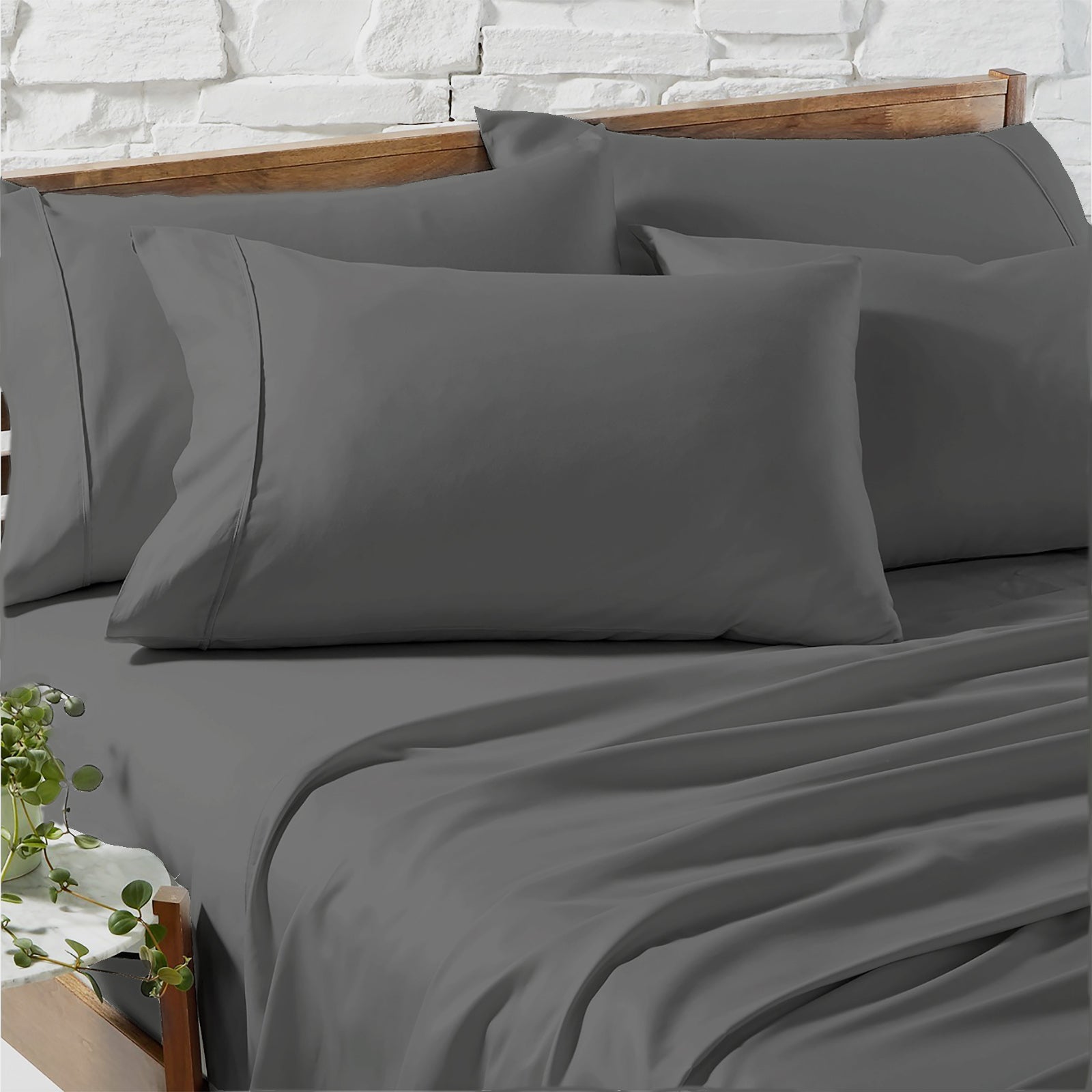 Renee Taylor 1200 Egyptian Cotton Sheet Sets Deep Queen Charcoal
