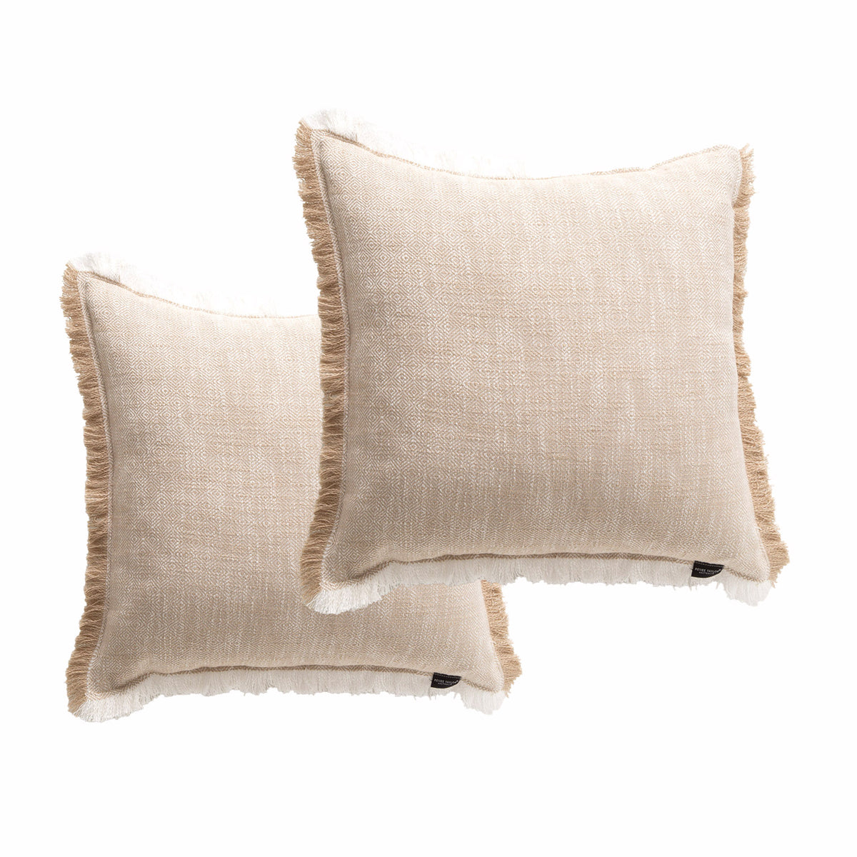 Renee Taylor Franco Stone Washed Yarn-Dyed Cushion Twin Pack — 50 x 50 cm - Natural - Polyester Filled
