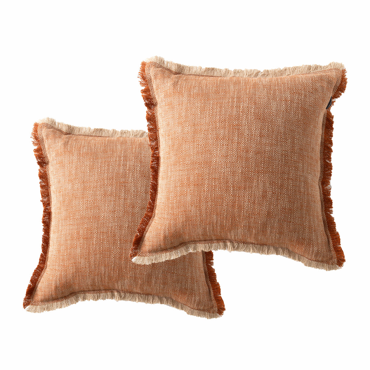 Renee Taylor Franco Stone Washed Yarn-Dyed Cushion Twin Pack — 50 x 50 cm - Tobacco - Polyester Filled